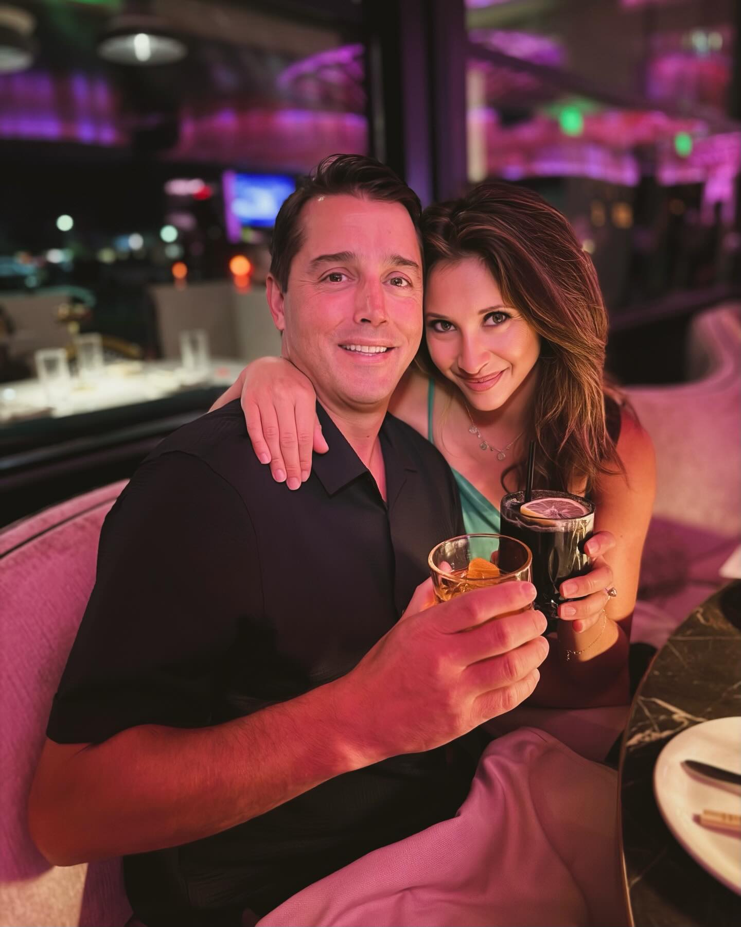 Celebrated my birthday boy at @jing.scottsdale last night. May your wishes always come true, Nate. How I love doing life with you ❤️
🍴What we ordered🍴
Wagyu spoons (video smoke show)
Alaskan snow crab sushi
Jing tuna pizza
Lobster dim sum
Miso black cod
Famous pecking duck
Crispy Brussels sprouts
Garlic noodles
Wagyu fried rice
Butter cake
…and yes my drink was black thanks to the charcoal base. If you like mezcal like I do, give it a taste. It was delish!
Vegas lounge vibe… moody lights, color shifts, a statement chandelier, and cozy booths. We loved it!! Thanks for having us 🫶