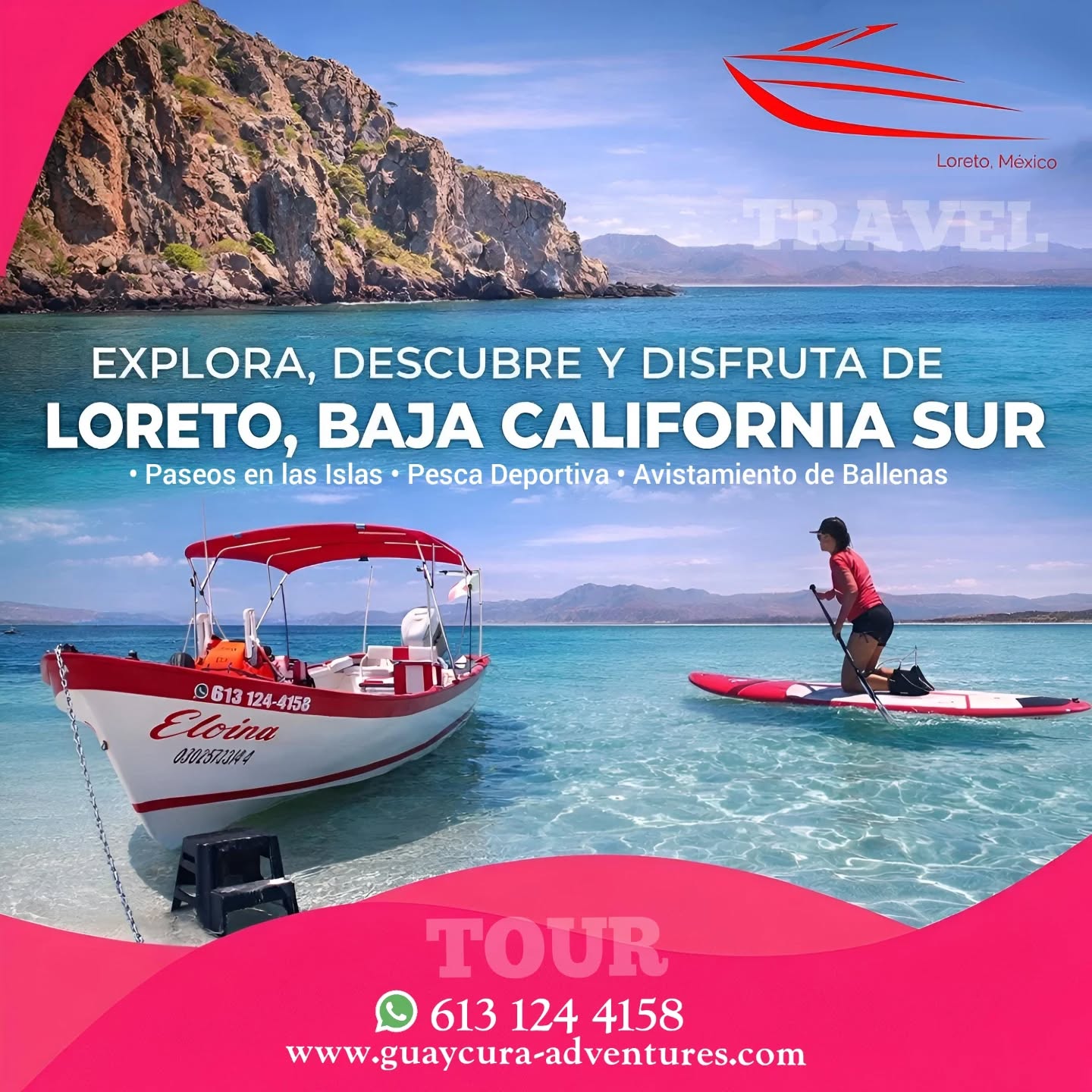 Embark on an unforgettable adventure to Isla Coronados, a stunning volcanic island nestled in the heart of the Loreto Bay National Park. This family-friendly guided tour lets you discover the wonders of the Sea of Cortez—famously called the “Aquarium of the World”—as you snorkel in crystal-clear waters teeming with vibrant marine life.
• Encounter playful sea lions, graceful dolphins, manta rays, sea turtles, and schools of colorful tropical fish. 🐬🌊
10 % Descuento Código 4MTR4 🔴
https://www.guaycura-adventures.com
️ Reserva hoy: 613 124 4158 🐋🎣🚤
#Loreto
#LoretoBCS
#LoretoMexico
#BajaCaliforniaSur
#SeaOfCortez