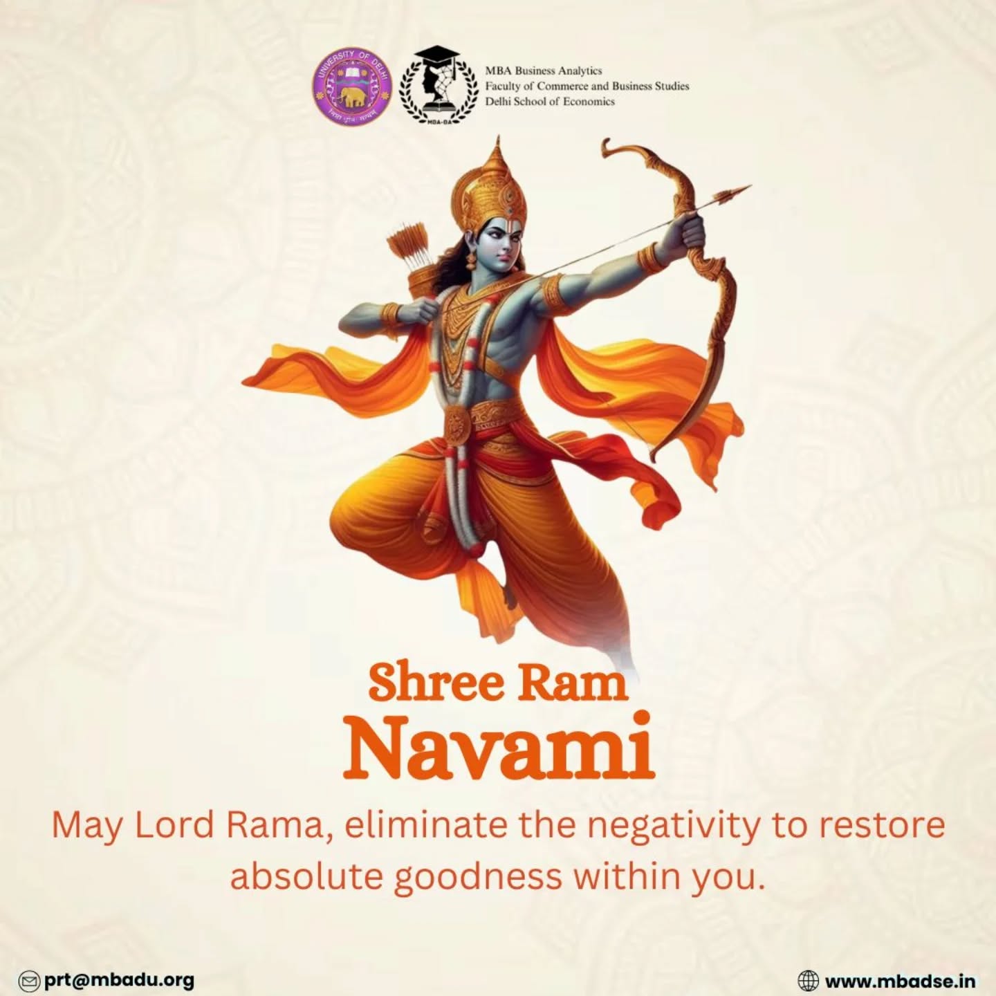 Celebrating Ram Navami — a reminder that true leadership is guided by integrity, courage, and purpose.
May we carry these values into our careers and communities.
#RamNavami #ValuesDriven #DSE #MBA #BusinessAnalytics
