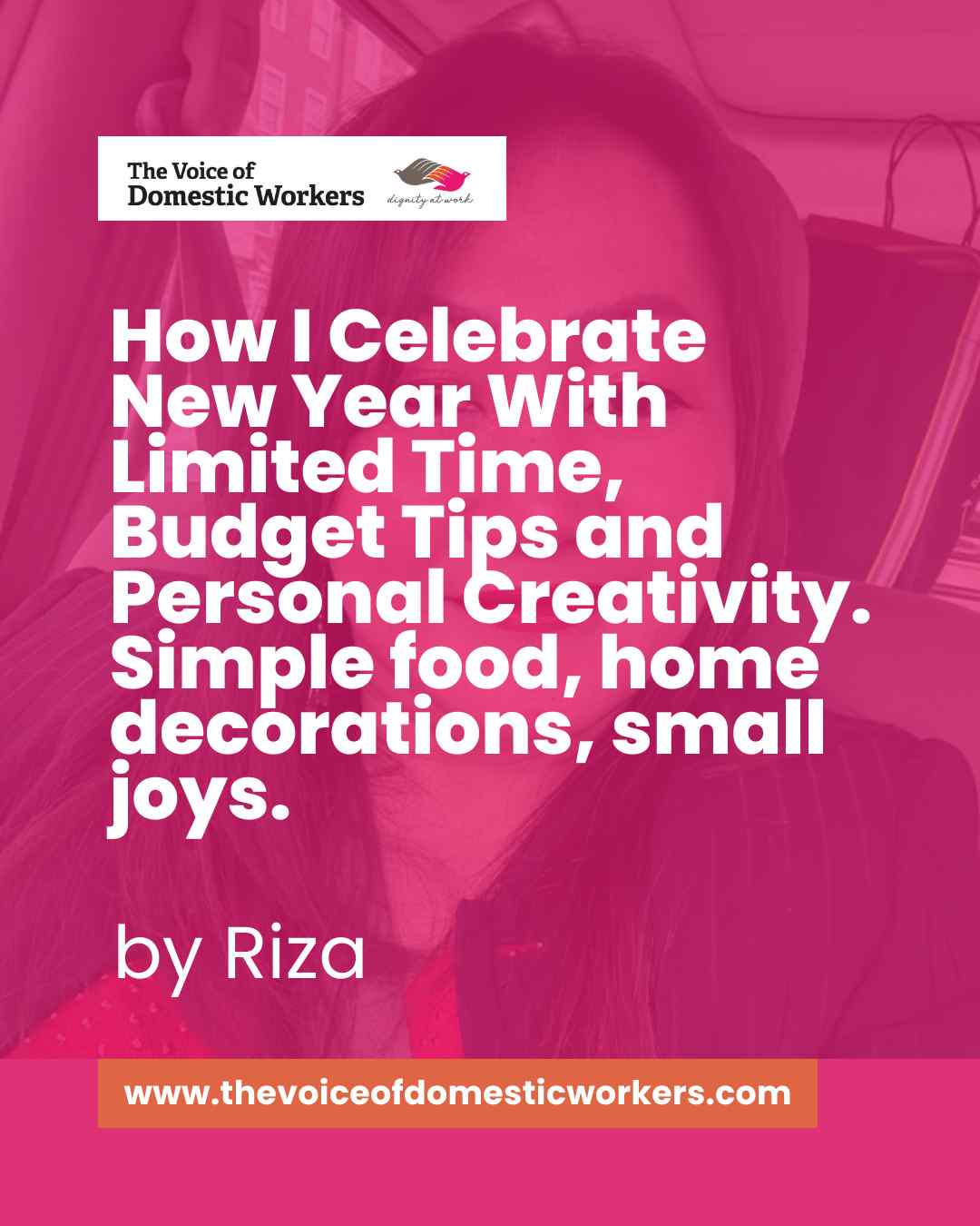 Looking back to December 2025, Riza shared a heartfelt glimpse into celebrating the New Year with limited time and budget proving that joy doesn’t have to be expensive to be meaningful. Her story highlights the creativity, resourcefulness, and warmth that many domestic workers bring into even the simplest moments. It’s a reminder that celebration is not about how much we have, but how we make the most of what’s within reach. As we revisit Riza’s story, we’re invited to reflect on the beauty of simple joys, resilience, and the power of intention in creating meaningful memories.
Take a moment to reconnect with her inspiring story.
Read the full blog here:
https://www.rfr.bz/i0e4b07
#VODW #DomesticWorkersRights #MigrantVoices #SimpleJoy #Resilience #Creativity #Solidarity