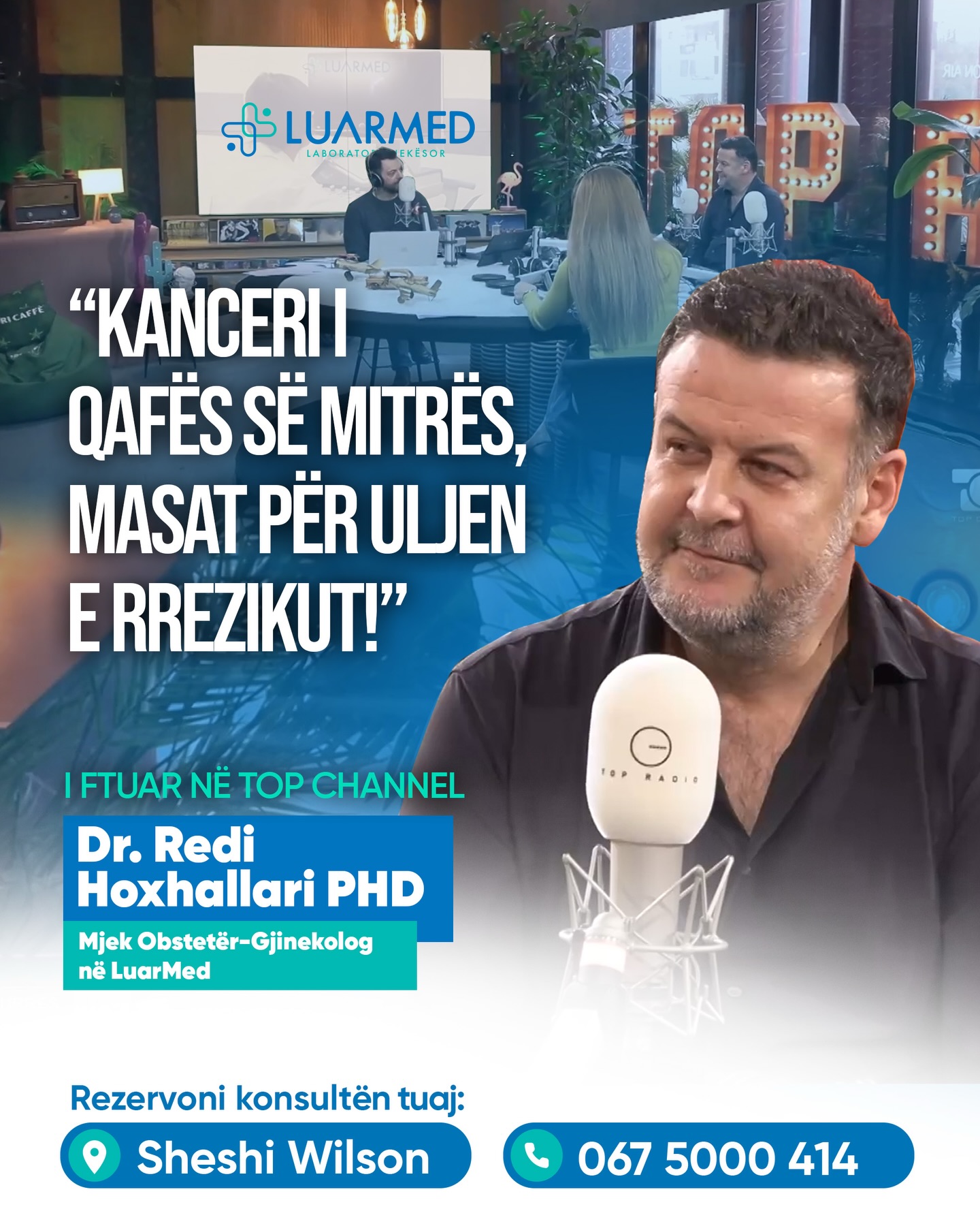 🎙️ Intervistë në Top Channel me Dr. Redi Hoxhallari, PhD
Kanceri i qafës së mitrës mbetet një nga sëmundjet më të përhapura tek gratë, por lajmi i mirë është që rreziku mund të ulet ndjeshëm me kontrolle të rregullta dhe diagnostikim të hershëm.
👨⚕️ Dr. Redi Hoxhallari
Mjek Obstetër-Gjinekolog në LuarMed
Në këtë intervistë u diskutuan:
▪️ rëndësia e kontrollit periodik
▪️ roli i testimeve parandaluese
▪️ mënyrat për të ulur rrezikun
👉 Kujdesi për shëndetin fillon me një hap të thjeshtë.
📍 LuarMed – Sheshi Wilson
📞 +355 67 500 0414
#ShendetiGruas #Gjinekolog #HPV #VaksinaHPV #PapTest