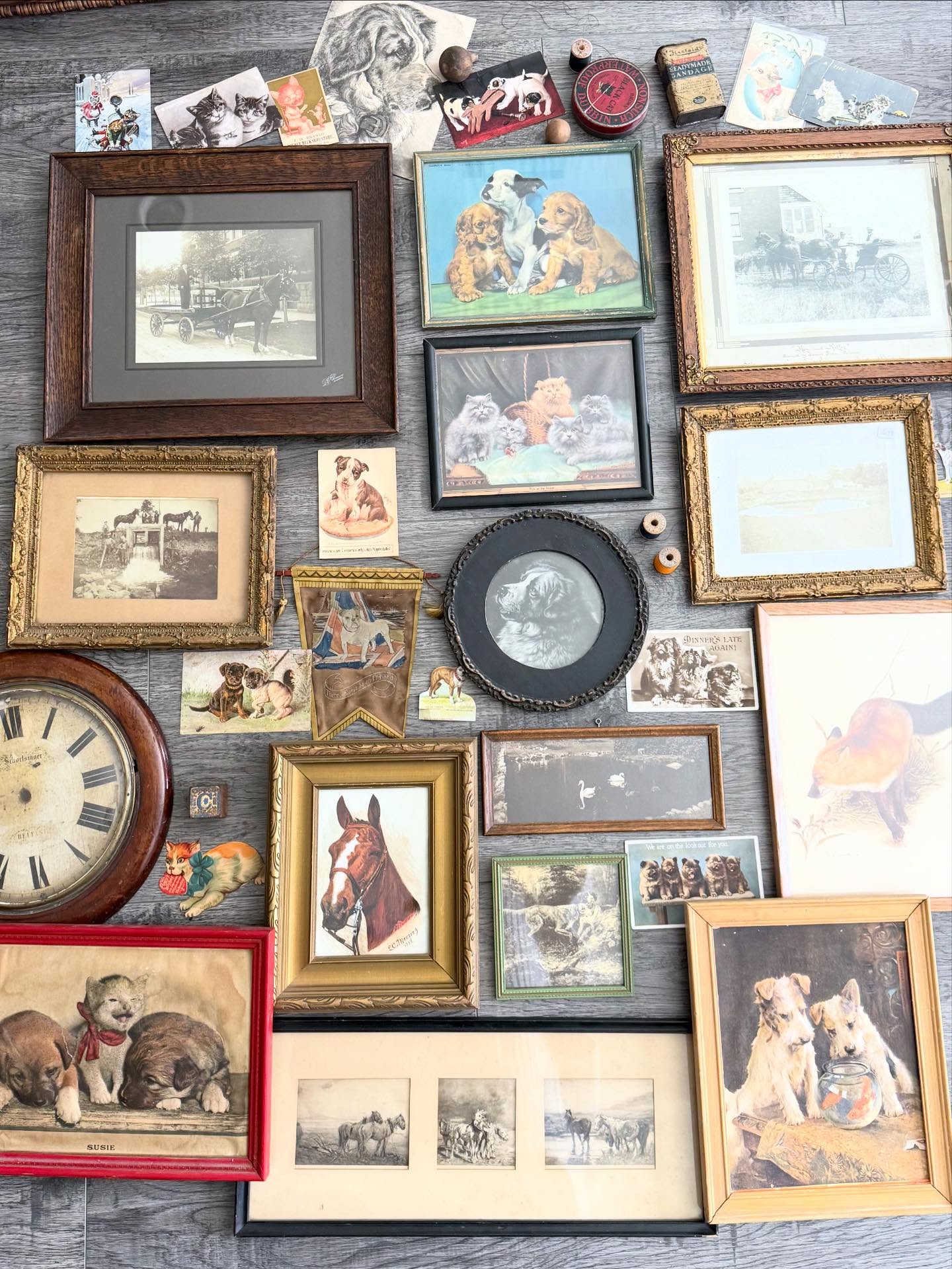 Prized possessions……
I have been collecting all these Antique Animal pictures for many years. They have been piled in a corner of my Studio waiting for me to find some time to get them on the wall. Rediscovering them all again today has inspired me to finally create a gallery wall along my Studio staircase. So hopefully this weekend I can motivate the “other half” of The Faded Barn to lend a hand…..
#antiqueartwork #antique #antiquehome #vintagehome #vintageinspired