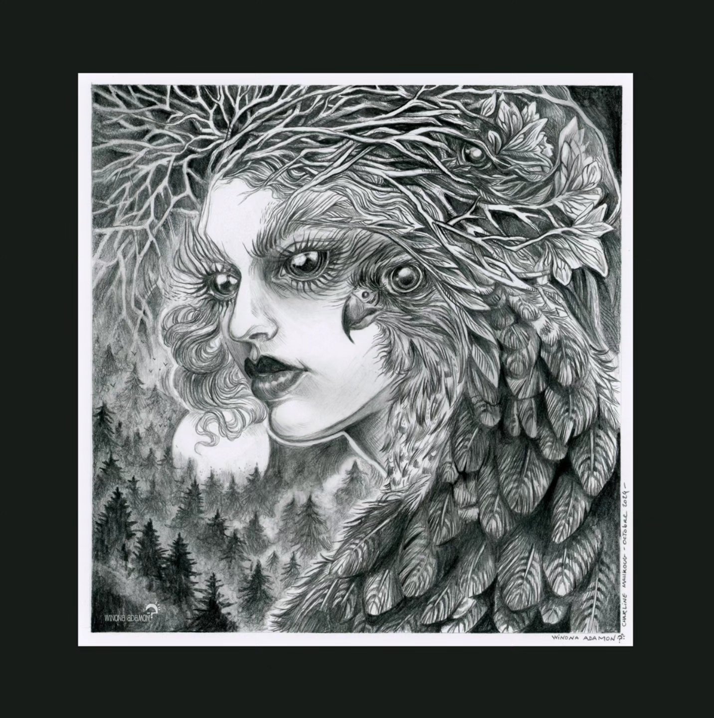 ~*✨️ Bird of Prey / Oiseau de Proie ✨️ *~
-
🇬🇧 Far, far away, the legend is told of these women who break the bars of their cages - you can recognise them by the gleam in their eyes, that wild glint that thunders "never again" - they swoop down on anyone who tries to restrain them again, resembling birds that fall upon their prey, but if they do, it's never to attack, only to defend themselves.
-
🇫🇷 Au-delà d'une contrée fort, fort lointaine, on raconte la légende de ces femmes qui brisent les barreaux de leur cage - on les reconnaît à cette lueur dans leur regard, cet éclat sauvage qui tonne "jamais plus" - elles fondent sur quiconque tente de les entraver à nouveau, ressemblant à ces rapaces qui s'élancent sur leur proie mais elles, jamais pour attaquer, c'est pour mieux se défendre.
-
21x21 cm with white borders/avec marges blanches
Medium/Support: pencil on paper / Crayon sur papier
-
🌟 The auction "Bird of Prey & Sacred Geometry" of the @stardustartists collective is now open on Facebook !/L'enchère " Oiseau de Proie & Géométrie Sacrée" du collectif @stardustartists est en cours sur Facebook ! 🌟https://www.facebook.com/StarDustArtCollective (or in my linktree)
-
🏷️ #traditionalillustration #monochromatic #fantasy #birdofprey #ladyhawk #falcon #darkart #fantasyartist #spirit #witch #witchyvibes #illustration #contemporarydrawing #illustrationdrawing #art #artwork #frenchartist #artistefrançaise #womenartists #pencildrawing #crayon