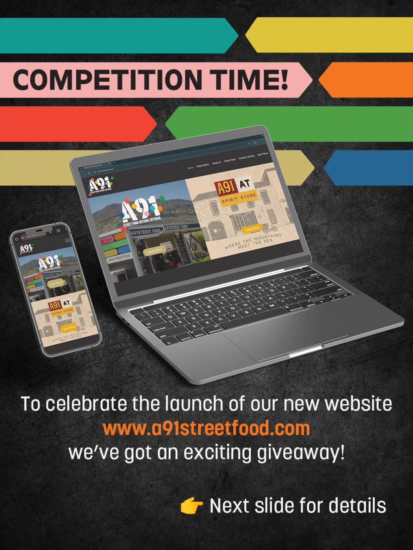 🚀Our brand new website is LIVE! 🚀
🔗www.a91streetfood.com
Big thanks to the amazing teams at @zomabranding & @molemedia.ie for bringing it to life.
Now you can:
🍴Order online for pick-up or delivery
📋 Browse our Catering Menus, Food Truck Menus, and Spirit Store Menus, all available online
📅 Book us for your home, your event, or your business.
🎁 To celebrate, we’re giving away 3 platters of A91 food (serves 30 people)
To enter: Like and share this post and email the word CATERING to marketing@a91streetfood.com
📅 Entries close August 20th so don’t miss out!
💻 Check out the new site www.a91streetfood.com
#OnTheMove #AlwaysMoving #AlwaysFresh #AlwaysLocal #AtYourHome #AtYourEvent #A91Catering #A91FoodTruck