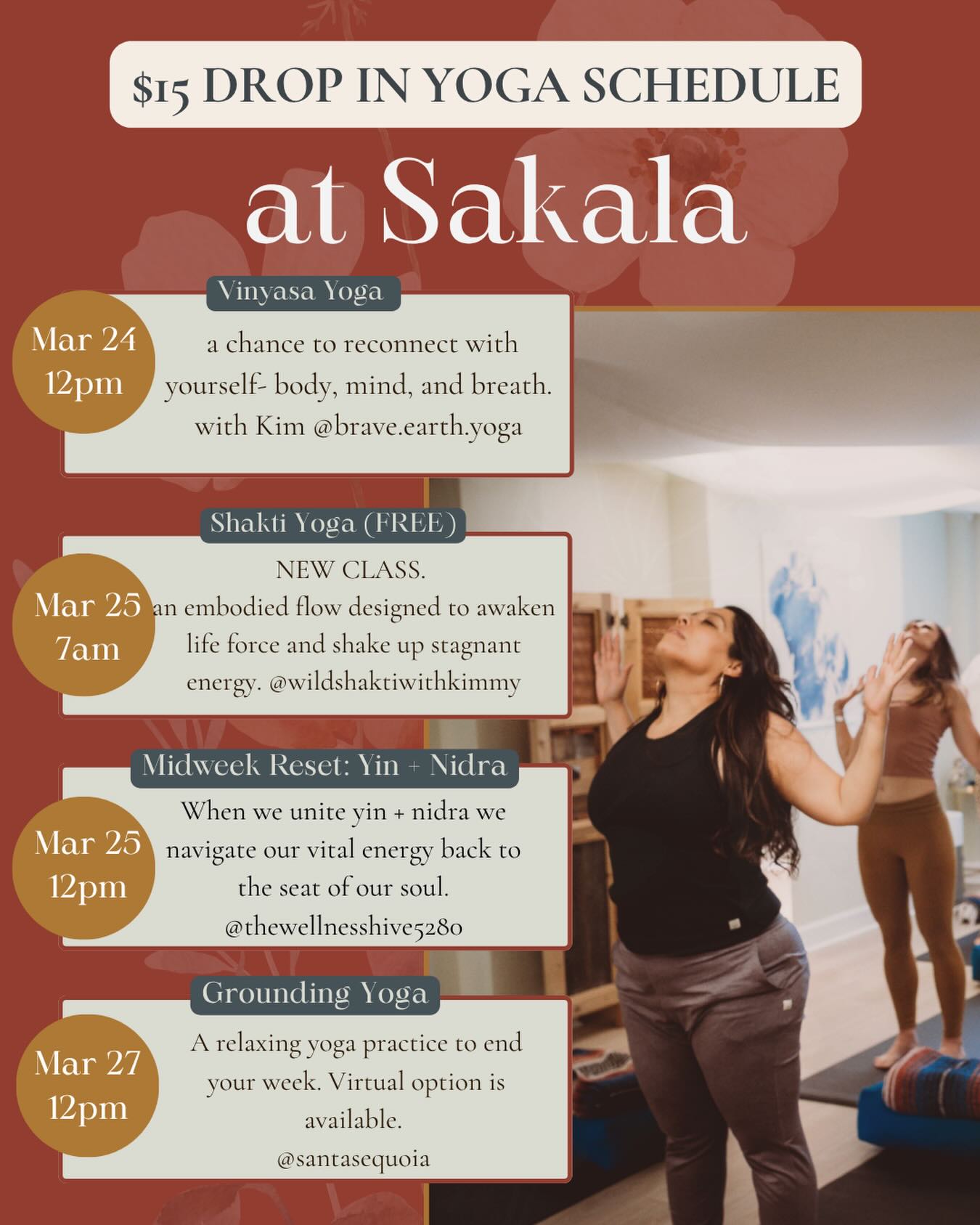 Low price yoga at sakala this week ❤️
A space to move, breathe, and come back home to yourself.
Whether you’re looking to energize your body or soften into stillness… there’s something here for you this week.
✨ We’re also introducing a NEW class: Shakti Yoga
An embodied, expressive flow designed to awaken your life force and move stagnant energy.
This first class is FREE - come try it, feel it, and see what is in store.
This is your invitation to reconnect.
To slow down.
To take care of yourself in a deeper way.
Which class are you joining us for? 🧘♀️✨
#denveryoga #denveryogacommunity #yogaevents #denveryogaevents #sakalacommunity