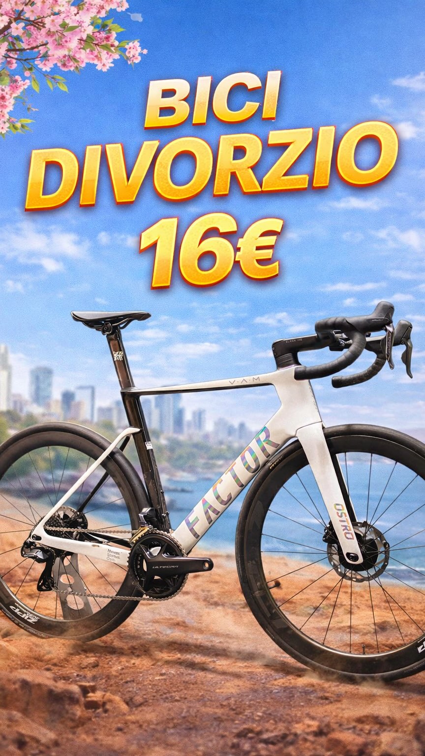 💔🚀 FACTOR OSTRO VAM 2.0 – LA BICI DIVORZIO
Perché alla fine… costa solo 16€ in più e ti cambia molto di più la vita. 😎
La Factor Ostro VAM 2.0 in taglia 56 è una di quelle bici che non si spiegano:
si guardano, si desiderano e poi si portano a casa.
⚙️ Shimano Ultegra Di2 12 velocità elettronico
🛞 Zipp 303S
🖤 Manubrio integrato Black Inc
🔩 Movimento centrale + serie sterzo CeramicSpeed
📏 Taglia 56
Una vera superbike aero in carbonio, pronta a volare, scorrere da paura e farti venire idee poco sagge.
💳 Finanziabile a tasso zero • 🔄 Permutabile • 🚚 Spedizione gratuita in tutta Europa
🔧 Revisione autocertificata • ✅ Pronta a partire
📍 Re-cyclist Bike Shop – Longone al Segrino (CO)
🌐 www.recyclistbikeshop.com
📞 031 547 8454 (WhatsApp)
#factorostrovam #ultegradi2 #zipp303s #biciDaCorsa #recyclistbikeshop