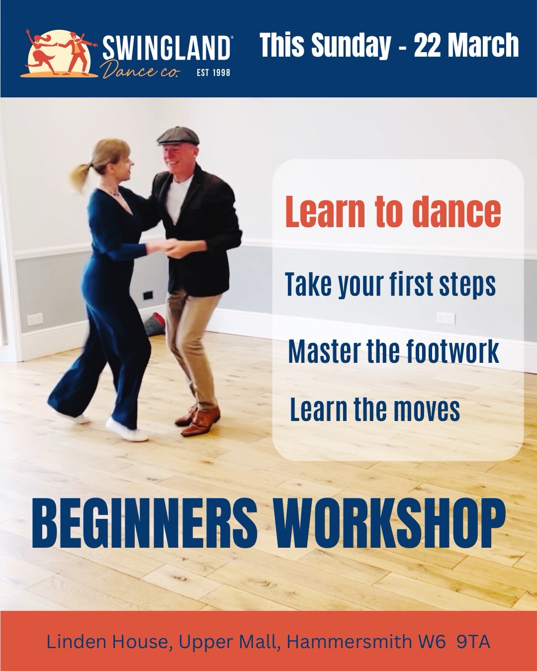 LEARN TO DANCE THIS WEEKEND: There’s still time to book a spot on tomorrow’s Beginners Workshop with Martin Ellis and me tomorrow at the wonderful Linden House Riverside on the banks of the Thames in Hammersmith/Chiswick.
This workshop is aimed at those who are looking to kick off their swing dancing (Lindy hop) with a fun and informative workshop, or to consolidate their basics. No partner or previous experience needed. Expect to have lots of fun - and a few challenges! Teachers - Martin and Liza.
DETAILS:
Sunday 22 March 11am to 1pm
Linden House Riverside, Upper Mall, Hammersmith W6 9TA
🎟️£27 in advance
Follow link in bio for full information and to book your place.
Do join us if you’re looking to take your first steps swing dancing or consolidate your Lindy Hop basics. And please share if you know anyone who might enjoy this.
.
.
.
#swingdancelondon #danceclasses #learntodance #lindyhop #beginnerssocialdance