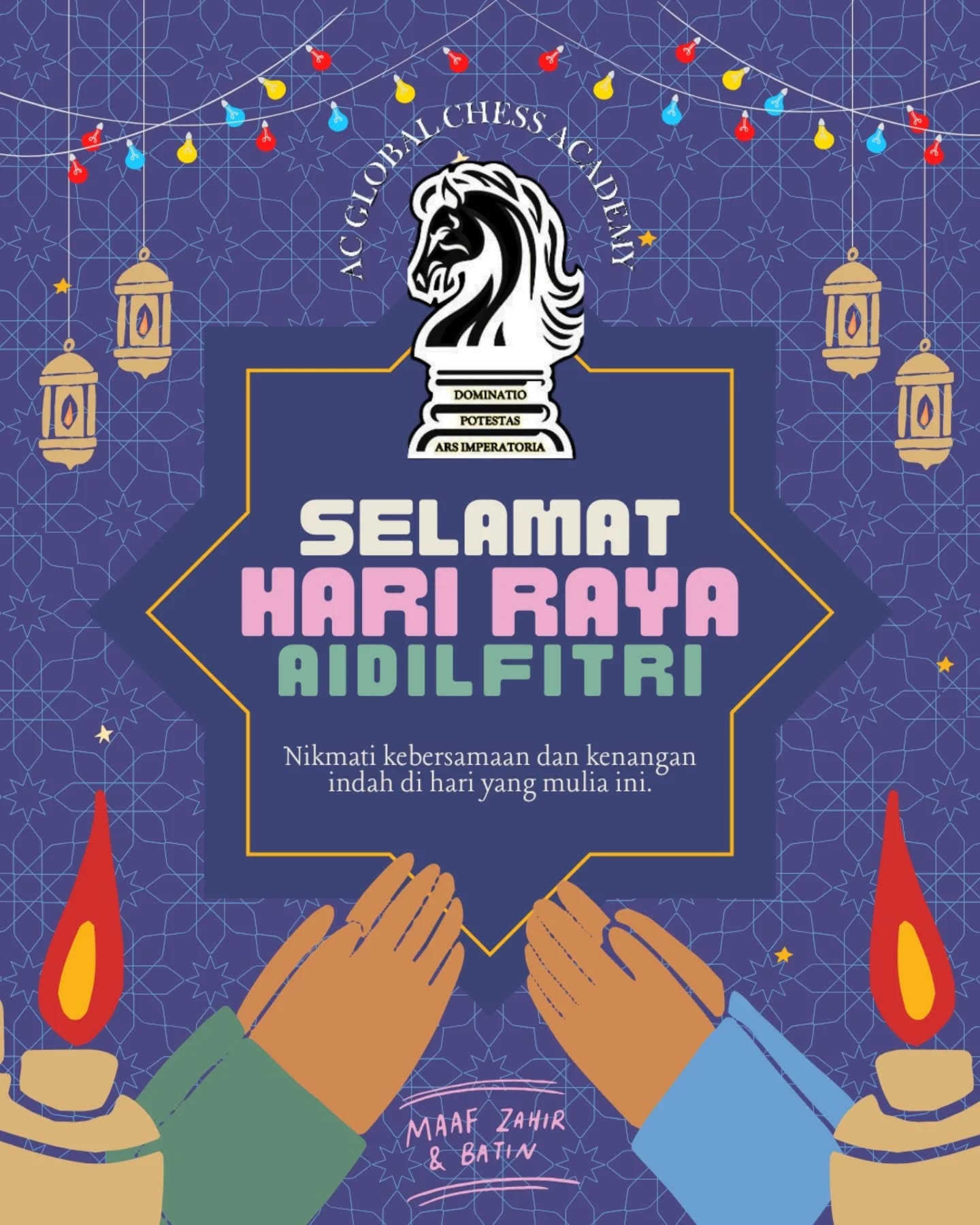 ♟️ Selamat Hari Raya Aidilfitri ♟️
As the final move of Ramadan is played, may this Raya bring you a winning position in life — filled with peace, forgiveness, and renewed purpose.
Like a well-played game of chess, every sacrifice, every moment of patience has led to this beautiful checkmate of joy and gratitude. Now it’s time to reset the board, reconnect with loved ones, and open with new beginnings.
May your days ahead be as strategic as a grandmaster’s plan and as joyful as a victorious endgame.
Selamat Hari Raya, Maaf Zahir dan Batin ♔ from all of us at AC Global Chess Academy.
#hariraya2026 #chessnotcheckers
#
