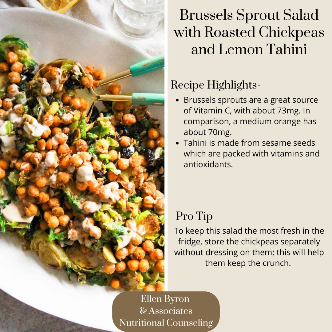 Recipe of the week!
Keep your salads fun and interesting by using different types of greens! Not all salads have to be made with green lettuce. Shaved brussels sprouts make a great salad base, for hot or cold salad options. They are packed with vitamins and minerals to include potassium and vitamin C.
Homemade dressings are a great way to gain more control over the amount of sugar and processing they go through. Store bought salad dressings tend to be packed with gums, preservatives, salt, and sugar; but they are quick and easy to make at home using less processed items!
-
#dietitansofinsta #dietitiansofig #recipeoftheweek #brusselssprouts #brusselssproutsalad #christmascooking #nutritionalcooking