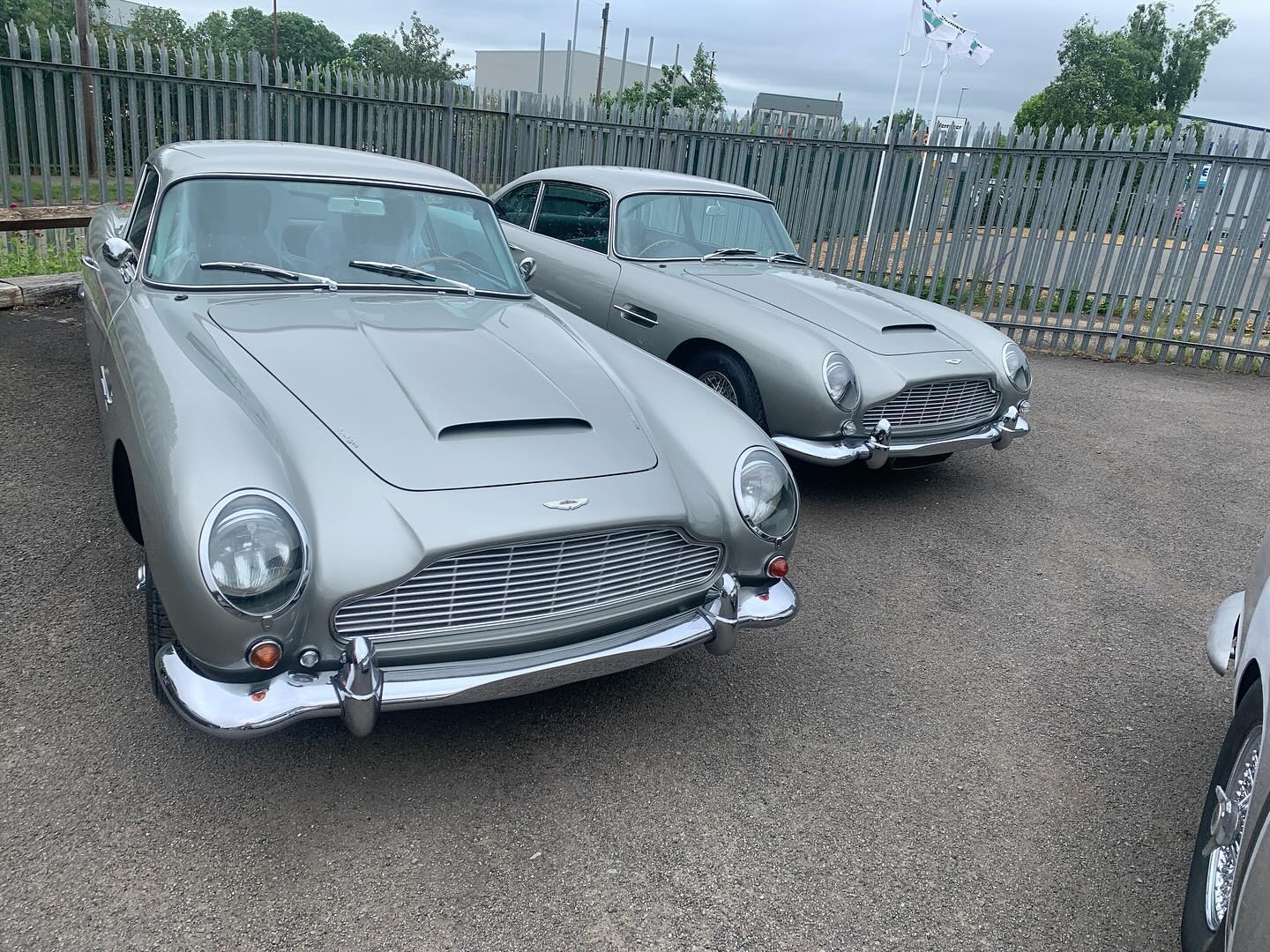 This stunning pair of Aston Martin DB5’s are nearing the end of their body off restoration journey #AstonMartin #DB5 #SilverBirch #classicastonmartin