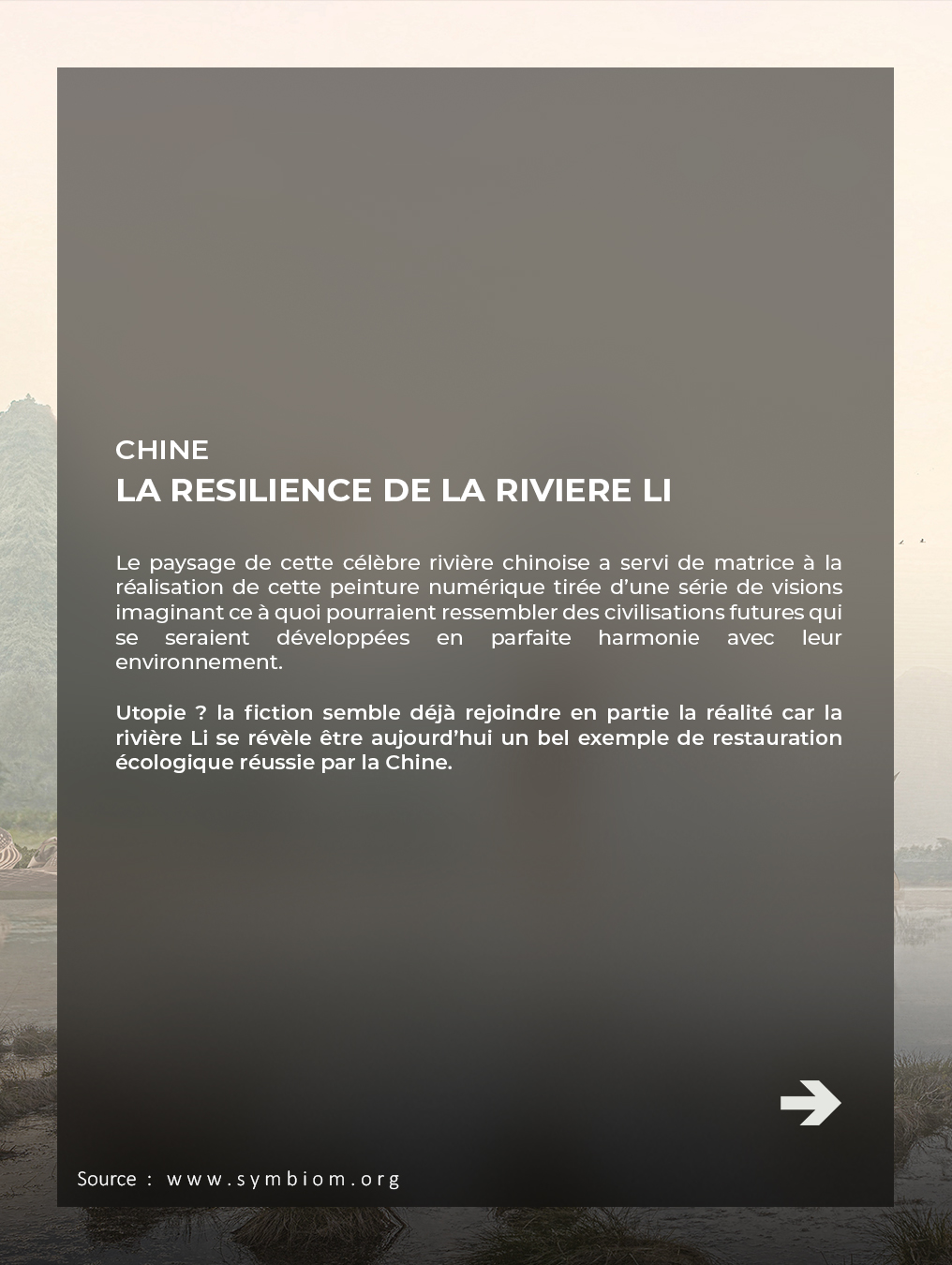 Quelques nouvelles positives (parce que ça fait toujours plaisir de voir que des choses s'améliorent aussi dans ce monde) cette semaine de la Rivière Li, qui servit de décors à cette peinture numérique que j'avais réalisé dans le livre HOPES.
10 min