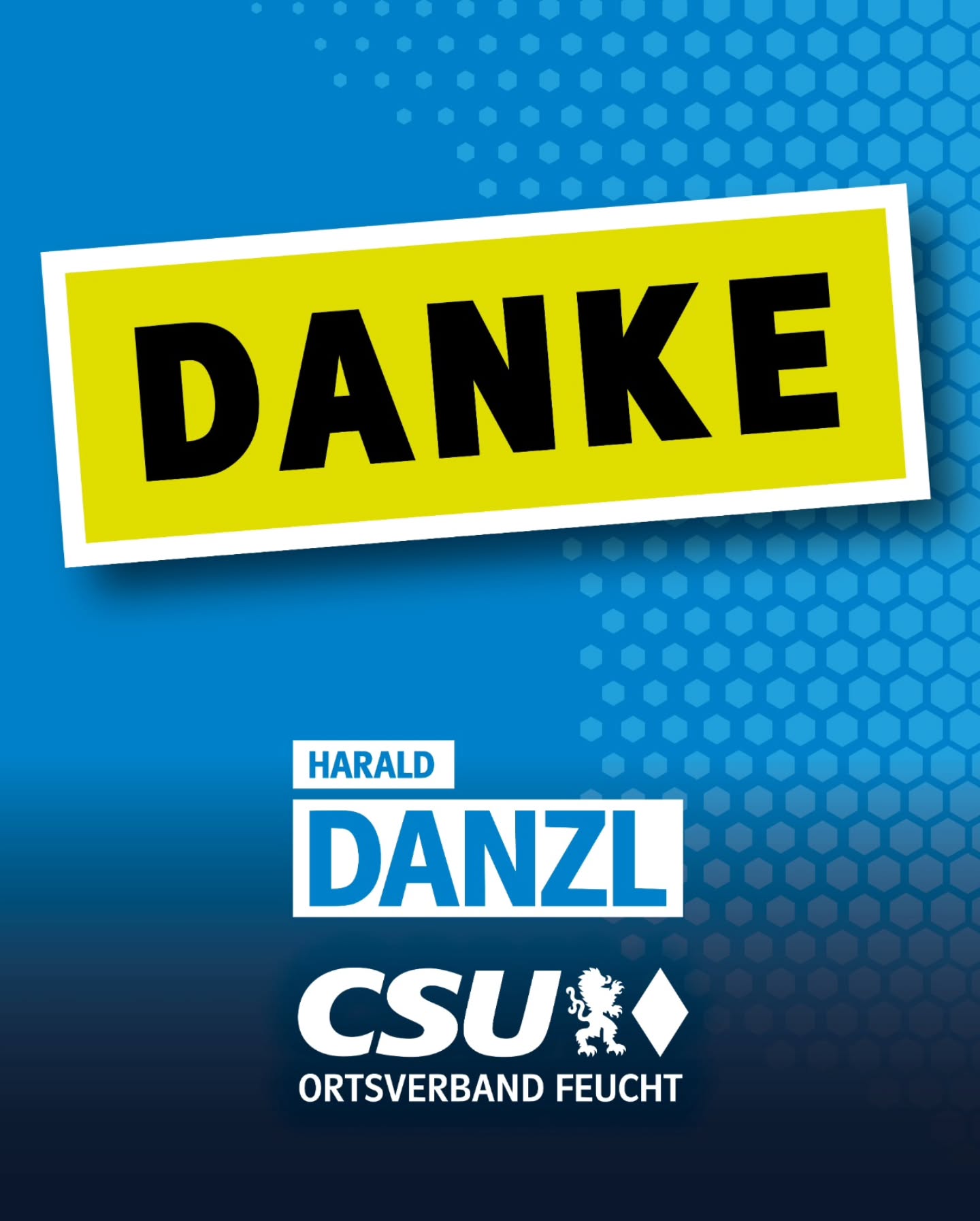 Herzlichen Dank für das tolle Ergebnis bei der Bürgermeister- Stichwahl. Es ist Auftrag und Verpflichtung für mich, mit aller Kraft für unser Feucht und Moosbach zu arbeiten.