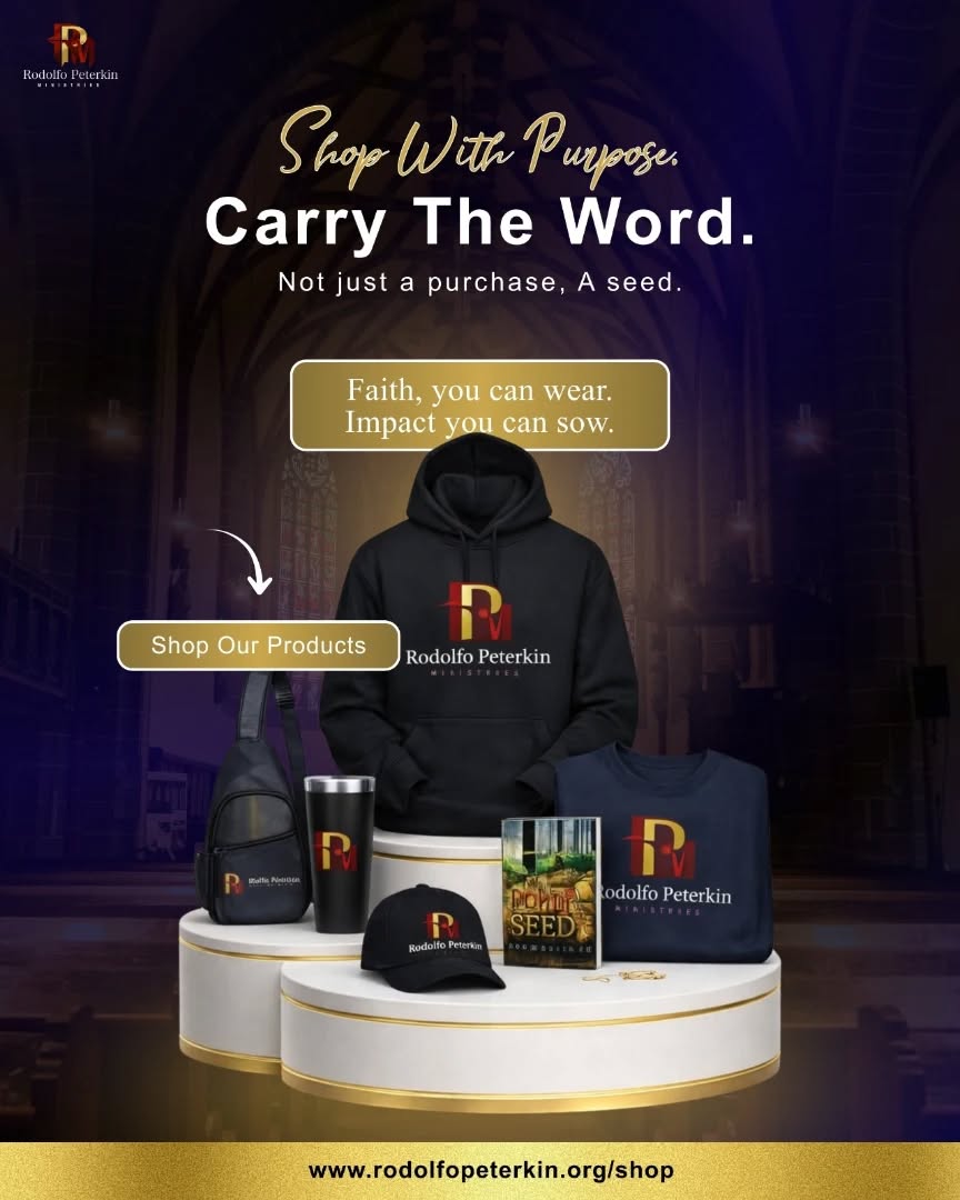 Family, what if what you wear could preach without you saying a word?
What if your everyday purchase became someone else’s answered prayer?
When you shop with Rodolfo Peterkin Ministries, you are not just buying something meaningful. You are helping us carry the Gospel beyond walls, beyond borders, and into homes across the world.
“Let your light so shine before men.” Matthew 5:16
Every item becomes a seed. Every seed carries impact. And what is sown in faith always produces fruit.
This is not just merchandise. It is a ministry in motion.
If you feel led, shop our products and be part of what God is building through this community.
And we would love to grow with you in the Word at Bible Study every Thursday at 7:00 PM EST. If you cannot join live, visit YouTube and listen to “Faith Towards God.” Let it anchor your week.
Together, we carry the Word.
Together, we build the Kingdom.
#RodolfoPeterkinMinistries #KingdomImpact #FaithInAction #ChristianCommunity #ShopWithPurpose