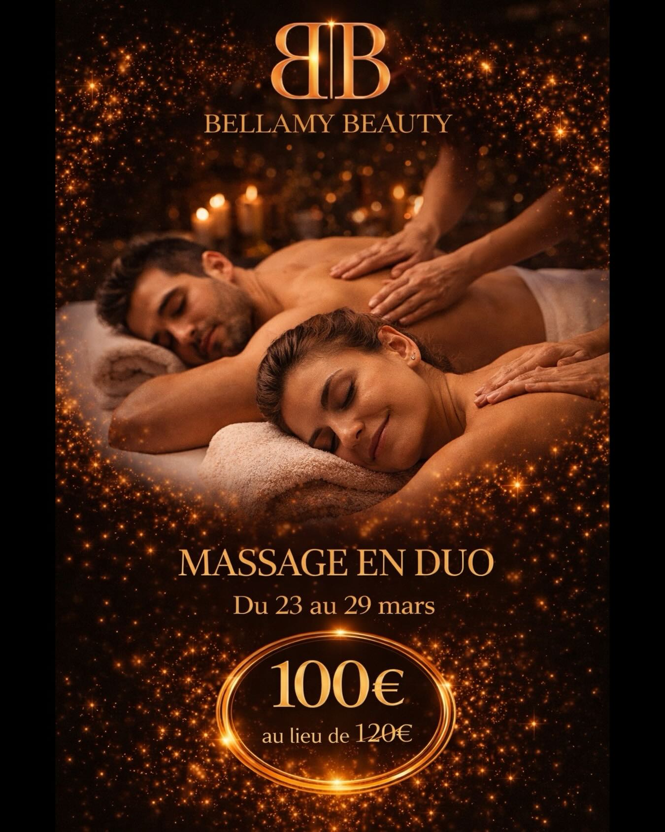 ✨ OFFRE DE LA SEMAINE ✨
Envie d’un moment de détente absolue à partager ? 💆♀️💆♂️
🌟 Modelage en duo chez Bellamy Beauty 🌟
Du 23 au 29 mars, profitez d’un instant de bien-être à deux dans une ambiance chaleureuse et relaxante…
💛 Seulement 100€ au lieu de 120€ 💛
Laissez le stress de côté, reconnectez-vous et vivez une expérience unique à partager avec la personne de votre choix 💫
📅 Offre valable pour une durée limitée !
📩 Réservez dès maintenant https://www.planity.com/bellamy-beauty-62490-vitry-en-artois et offrez-vous une parenthèse de douceur…
#BienÊtre #MassageDuo #Relaxation #OffreSpéciale #BellamyBeauty