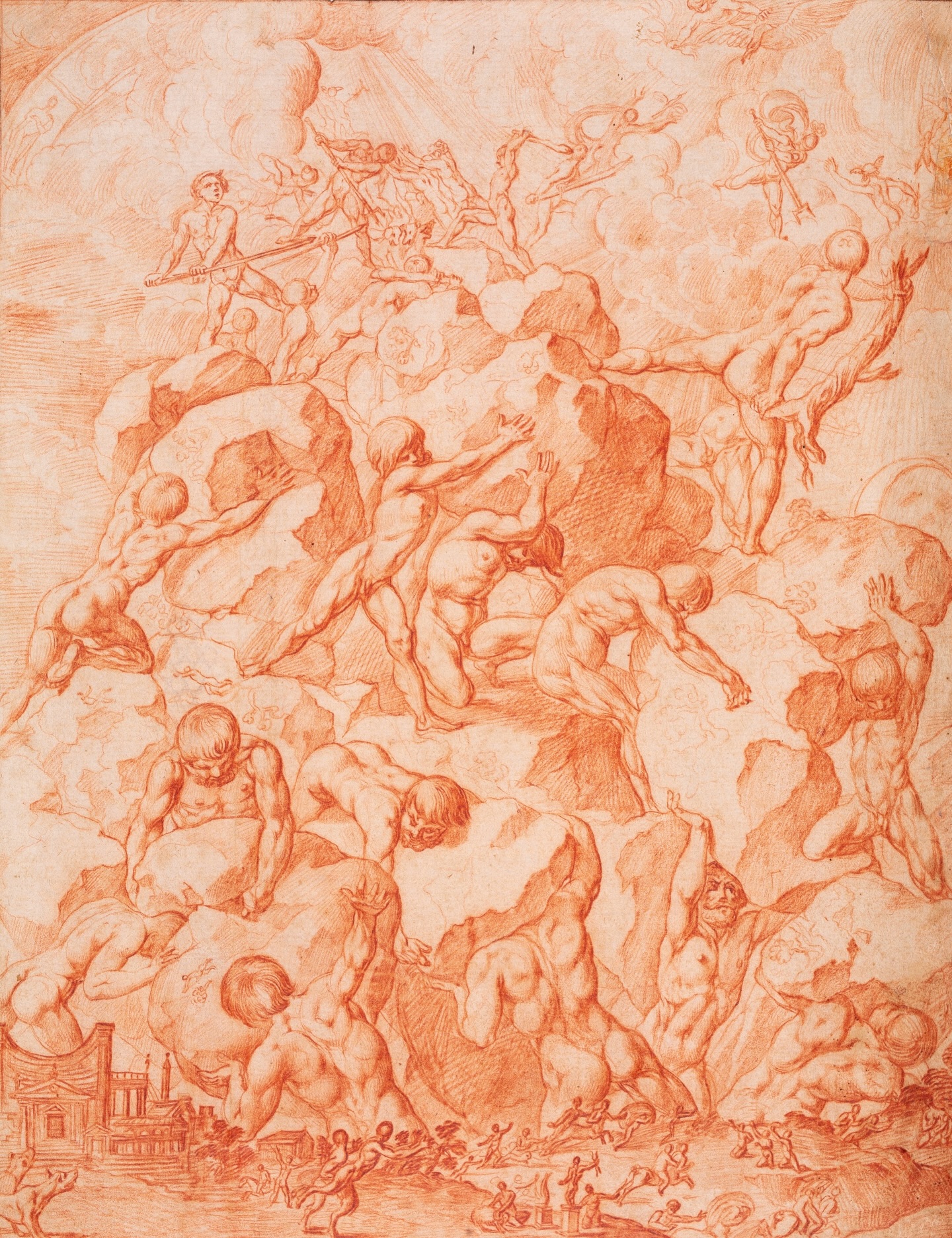 One of the highlights of our stand at the Salon du Dessin opening at the Palais Brongniart in Paris next week is the recently discovered masterpiece by Pierre Brebiette, ‘The Giants challenging the Olympian Gods’.
A highly finished drawing for one of the most celebrated print publications in 17th century France—Tableaux des Vices et des Vertus—launched in the early 1730s in Paris by the writer and poet Jacques Favereau (1590–1638) and completed in the early 1650s by the Abbè Michel de Marolles (1600–1681).
A virtuoso display of Brebiette’s mastery of the male anatomy—no doubt inspired by Michelangelo’s Last Judgement (which the artist would have known first-hand from his nine-year sojourn in Rome in 1617-26)—the drawing offers a veritable panopticon of extravagant and complex poses in dramatic movements with strong foreshortenings: the Giants, arising from Earth, armed with trees, spears and clubs, rip not rocks but entire chunks of earth from their mother Gaia (including trees and anything on them, including men) to pile high a mountain tall enough to reach Olympus which is vigorously defended by Zeus and his fellow Olympians, including Hermes, Poseidon, Ares and Hades, all of whom can be identified in this extraordinary work of draughtsmanship.
📍 Palais Brongniart
Place de la Bourse, 75002 Paris
🗓 24–30 March
Opening hours:
Wednesday 25 March: 12 noon – 8 p.m.
Thursday 26 March: 12 noon – 10 p.m.
Friday 27 March: 12 noon – 8 p.m.
Saturday 28 March: 11 a.m. – 8 p.m.
Sunday 29 March: 11 a.m. – 8 p.m.
#SalonDuDessin #OldMasterDrawings #MasterDrawings #PierreBrebiette #DrawingCollectors @salondudessin