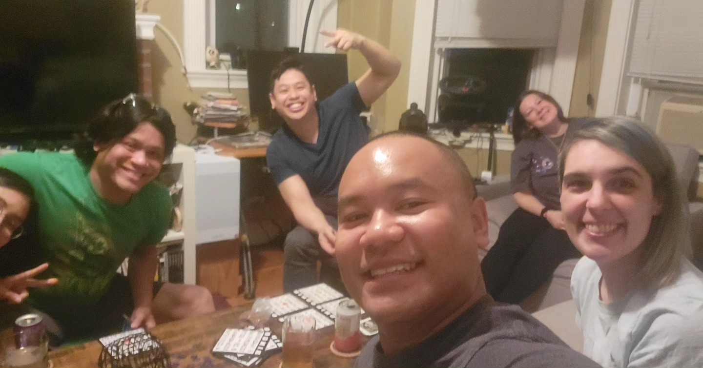BINGO night with the homies! ❤️ though I stupidly forgot to take photos of Myriam and Peggy before they left 😭
Corey and I raided the Dollar Tree for rando prizes, and it went over pretty well. It's preparing me for my future retired life. 😅
Glad I got to spend time with friends, I feel like I haven't done that enough recently.
Photo credit: @byelliem
Including the last one, which looks like we're getting sucked into Tron 😎