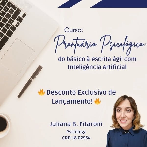 Olá! Tudo bem?🌻
Chegou o lançamento do meu curso! Estou muito feliz em compartilhar esse projeto com vocês!
Ele foi pensado a partir da necessidade das (os) minhas supervisandas (os), que sempre sentiam dificuldade em produzir os registros de seus serviços e reclamavam dessa obrigação ética!
Fui testando diversas formas para otimizar essa necessidade! Já fiz registro em papel, em diversos aplicativos, comprei um tablete, já usei o celular e computador!
Esta formato que compartilharei no curso, foi a mais prática e satisfatória que encontrei!
Por isso decidi organizar esse curso e ajudar na prática da Psicologia ética e garantindo os direitos dos usuários de nossos serviços!
Inscreva-se no nosso curso “Prontuário Psicológico: do básico à escrita ágil com inteligência artificial” e tenha acesso a:
🔹 Técnicas para uma escrita ágil e precisa;
🔹 Ferramentas para otimizar a organização dos prontuários;
🔹 Atividades práticas + feedback personalizado;
Adquira de vantagens exclusivas para os primeiros alunos!
🎟 Desconto especial de lançamento para os primeiros inscritos! Mas corra, as vagas são limitadas.
💡 Link na bio ou acesse o QR Code para mais informações!
Juliana B. Fitaroni
Psicóloga
CRP-18 02964
#ProntuáriosPsicológicos #DocumentosPsicológicos #PsicologiaÉtica #PráticaPsicológica