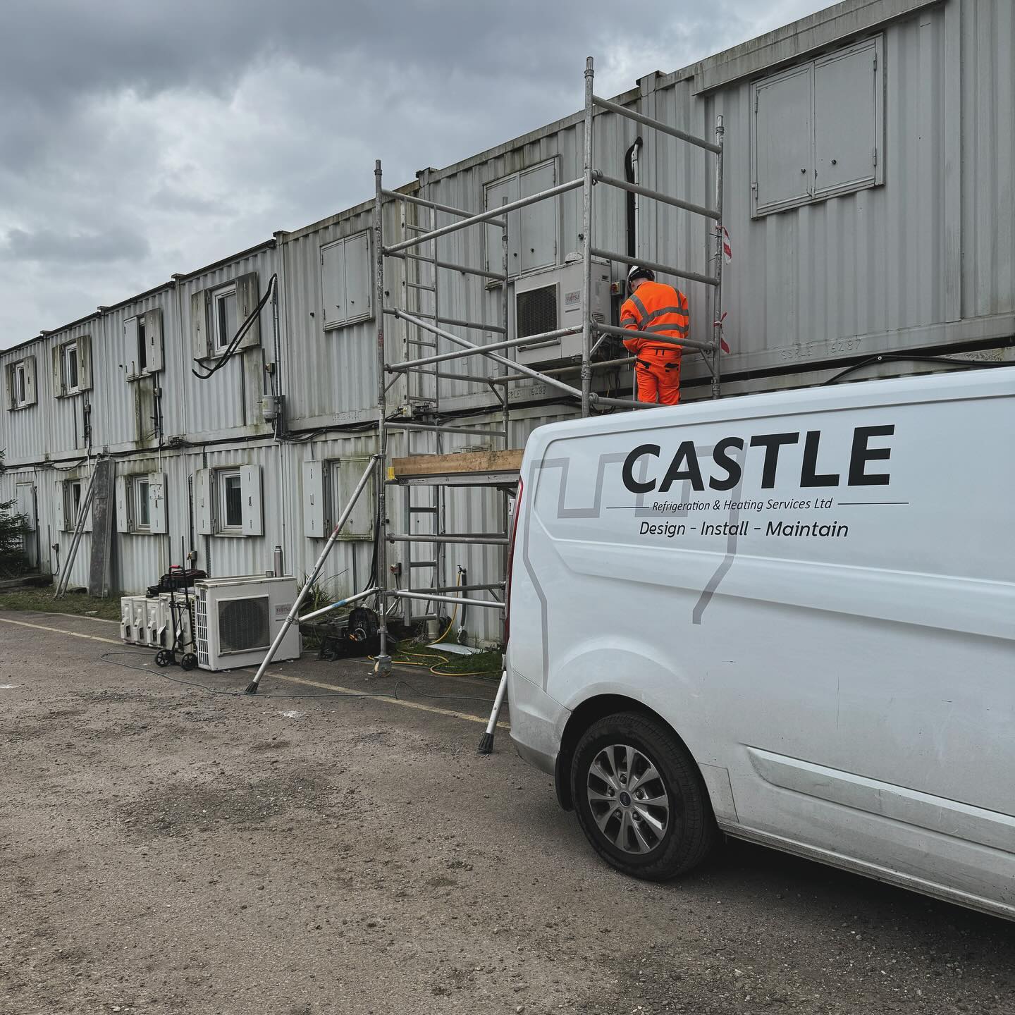 19no. split systems decommissioned and removed last week to allow for demolition of this temporary HS2 office