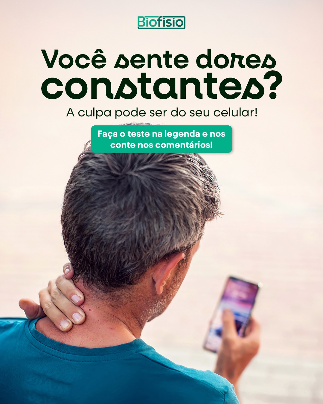 Vamos prestar atenção aos sinais do nosso corpo?
Dê um "check" nos sintomas que você tem sentido ultimamente:
( ) Dor ou rigidez no pescoço
( ) Dor entre as escápulas (no meio das costas)
( ) Dores de cabeça frequentes
( ) Formigamento nos braços
( ) Sensação de ombros pesados
Se você marcou em mais de dois, você provavelmente está sofrendo as consequências do uso excessivo do celular na postura errada.
O corpo humano não foi feito para ficar horas nessa posição e sentir dor não é normal.
Não ignore os sinais.
Agende sua avaliação e livre-se desse peso com nossos tratamentos!
�
(11) 2468-1675
biofisio.com.br
Avenida Esperança, 237
Centro - Guarulhos - SP
📍 Estacionamento no local. Consulte valores!
#biofisio #clinicaintegrada #fisioterapia #guarulhos