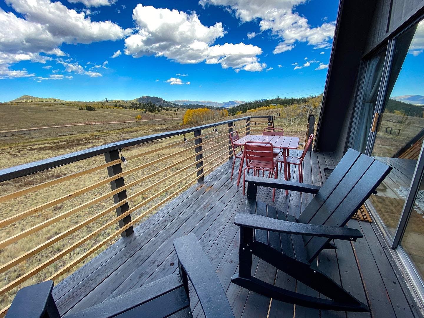 These chairs were a pain to assemble, but ended up being totally worth it. My first “investment” in patio furniture was a $100 chair I found at King Soopers (our local name for Kroger, for those of you not from around here). Within months of being exposed to the elements, it started unraveling. Starting up a vacation rental is not inexpensive, as you can imagine, so it took a few months before I felt like I could splurge for high quality patio chairs. I am always working to improve the properties and give my guests the best possible experience. If you stayed at any of the cabins early on, I encourage you to come back and see what has changed!
#patiofurniture #patioview #coloradoviews #parkcountycolorado #trianglecabin #comocolorado #aframe #aframecabin #aframehouse #bestairbnb #coloradoairbnb #cabinrentals