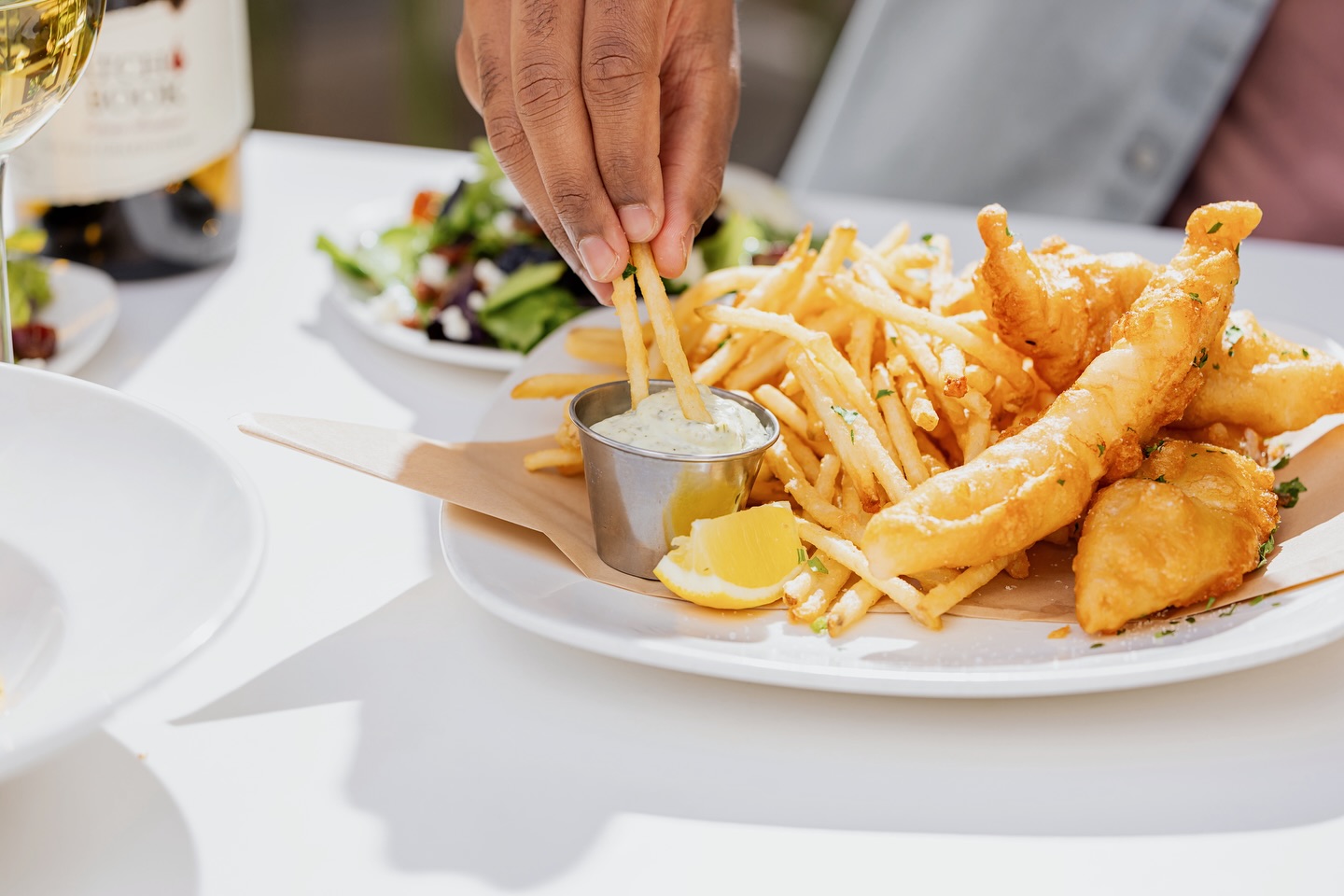 come enjoy fish and chips for lunch—crispy, golden, and totally irresistible!#fishandchips #lu....