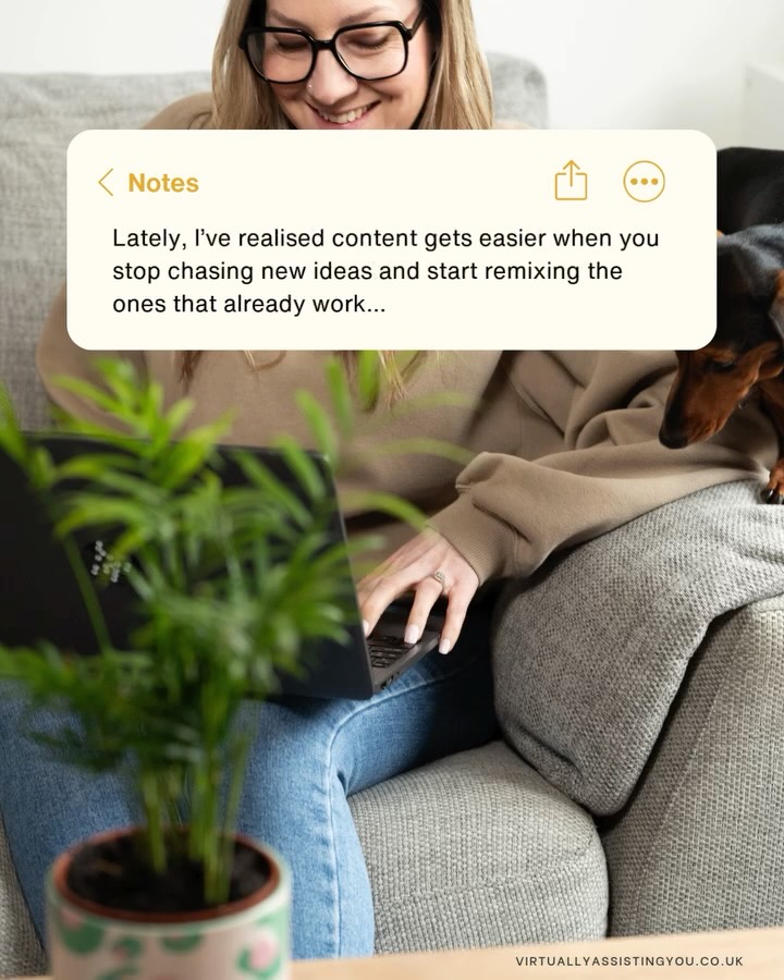 Wellness business owners often think the problem is running out of ideas.
But most of the time, that’s not actually the issue 👇🏼
The real challenge is trying to come up with something completely new every time you post.
Your best content usually comes from one clear message...shared in different ways so your audience actually sees and remembers it.
That’s exactly what my 21 page Remix Guide shows you how to do 🙌🏼
A simple way to turn one idea into multiple posts, so content feels easier and more consistent.
And the best bit? It's completely freeeeeeee 🤩
Reply 𝗬𝗘𝗦 and I’ll send you a copy!
