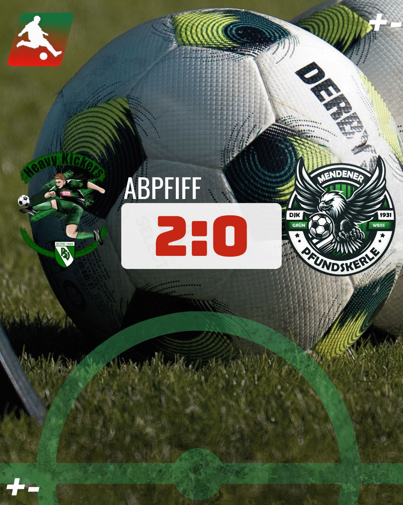 Heute sollten die @gwmendenpfundskerle zu Gast bei den @psvheavykickers sein.
Da die Pfundskerle aus personellen Gründen nicht antreten konnten und das Spiel nicht neu angesetzt wird, wurde die Partie mit 2:0 für die Heimmannschaft gewertet.
Somit haben sich die Heavy Kickers für das Final Four qualifiziert🏆
