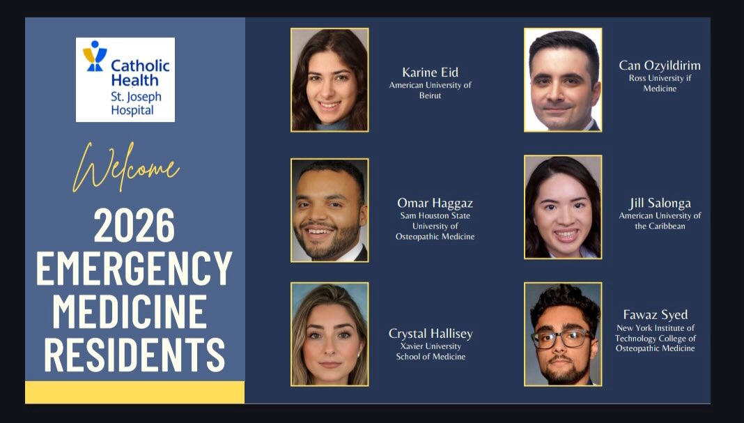 St. Joseph welcomes the newest class of interns! 🎉
Welcome to the St. Joe’s family—get ready for teamwork, growth, and everything that makes EM unforgettable. We’re excited to have you!
#matchday #EmergencyMedicine #emrafamily #ClassOf2029 #embound