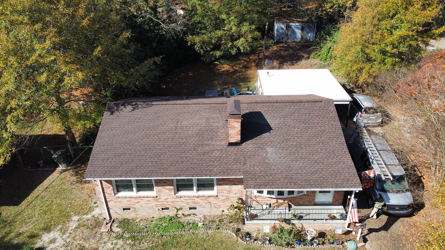 Re-roof with GAF Timberline HDZ - Hickory & a Duro-Last PVC flat roof membrane in Gastonia, NC