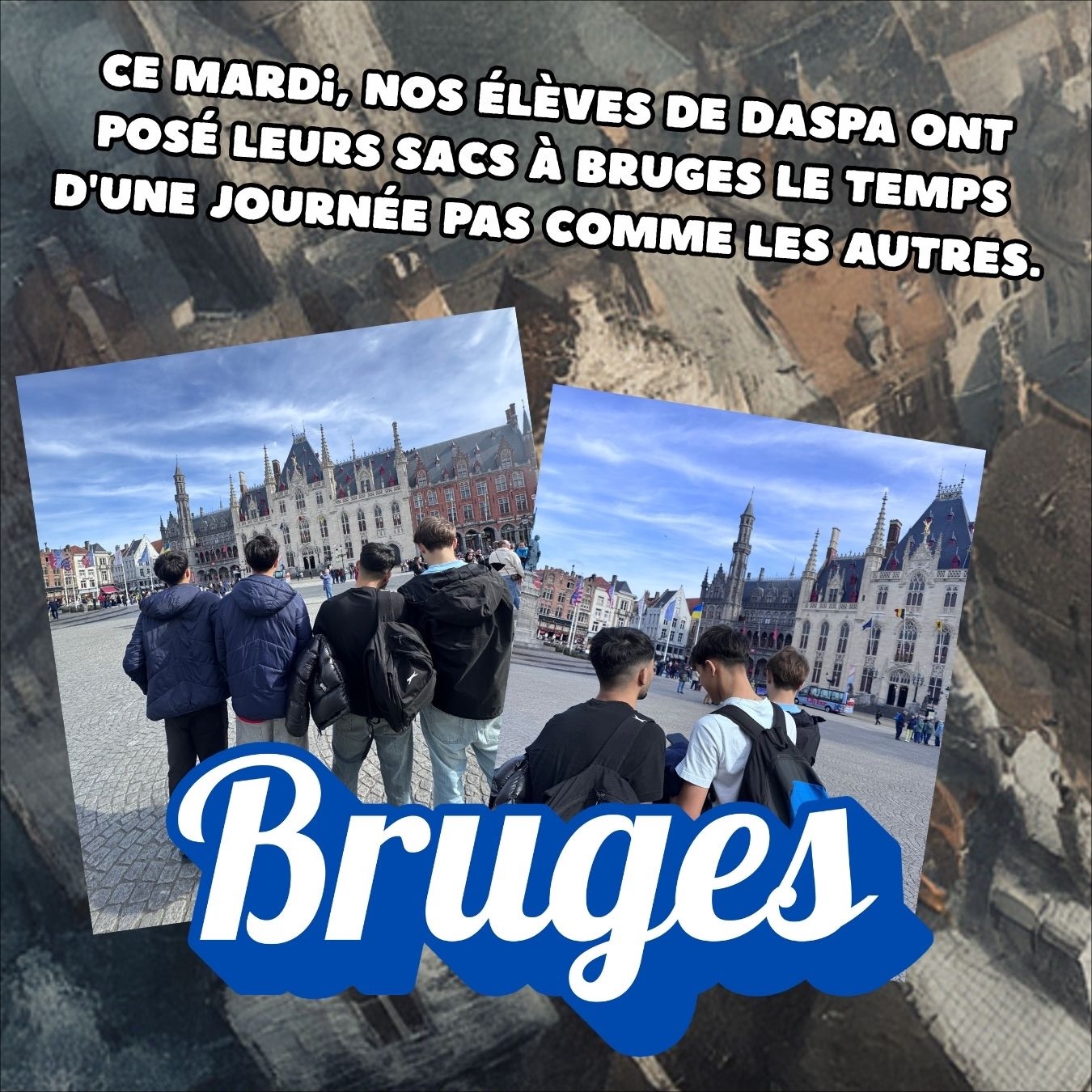 Ce mardi, les élèves de DASPA ont exploré Bruges le temps d’une journée : beffroi, canaux, Minnewater… Une sortie pédagogique qui servira de point de départ à la création d’un dépliant touristique en classe de français. Apprendre en vivant, c’est aussi ça, l’école. ✨
#Bruges #Brugge #Belgique #ecole #enseignement