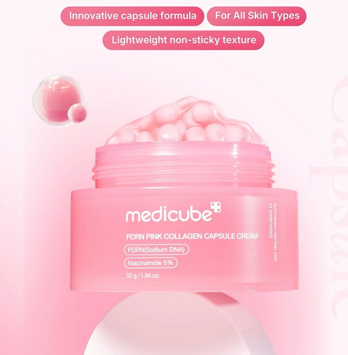 What makes this capsule cream different?
Inside every capsule is PDRN (a.k.a Salmon DNA) sealed in by encapsulation tech to keep its strengthening, firming, hydrating power potent until it meets your skin.
Key Ingredients:
Salmon PDRN
J Collagen & Hyaluronic Acid
• Niacinamide
The result? Maximum glow. Strong skin barrier.