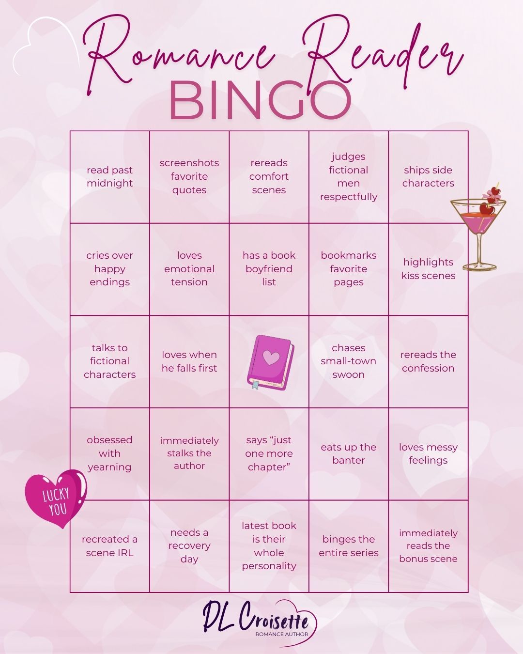 How many squares do you have?
Be honest. Did you hit bingo… or did this board call you out a little too specifically?
Tell me your score in the comments, and let me know which square felt the most like you.
Romance Books
Romance Novel
Romance Reader Bingo