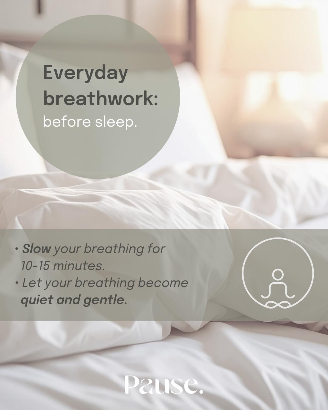 Everyday breathwork. 🧘♀️
Before bed, try slowing your breathing for 10–15 minutes.
Quieter, lighter breathing creates a small level of air hunger (the urge to breathe), which can help calm the nervous system and prepare the body for sleep.
Small adjustments to the breath can make a surprising difference to how the body settles for the night. 😴
#pausecollective #everydaybreathwork #breathworkmelbourne #mindfullliving #sleeptips