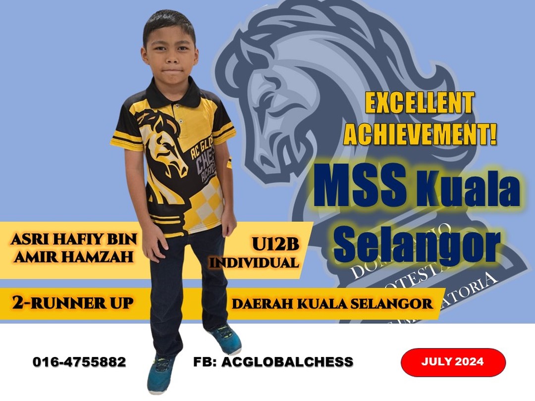 ~July 2024, MSS Kuala Selangor~
One of our Youngest advancing to Selangor state level.
💥Asri in U12B category💥
#chess #ChessNotCheckers #babygenius #Strategies