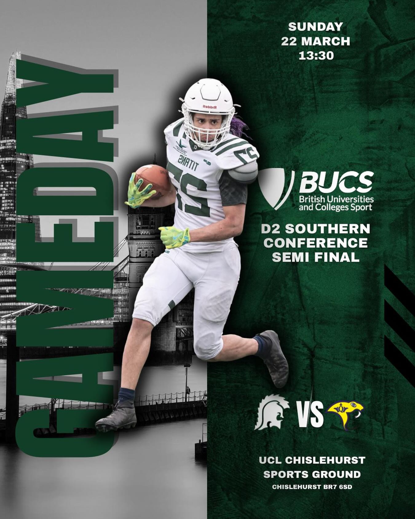 📣ITS GAME DAY📣
It’s time for the semi final! Come down and get behind the team! 🤍💚
@cattle_and_co
@coyoteuglyswansea
@finetimephotography
#playoffs#swansea#titans#americanfootball