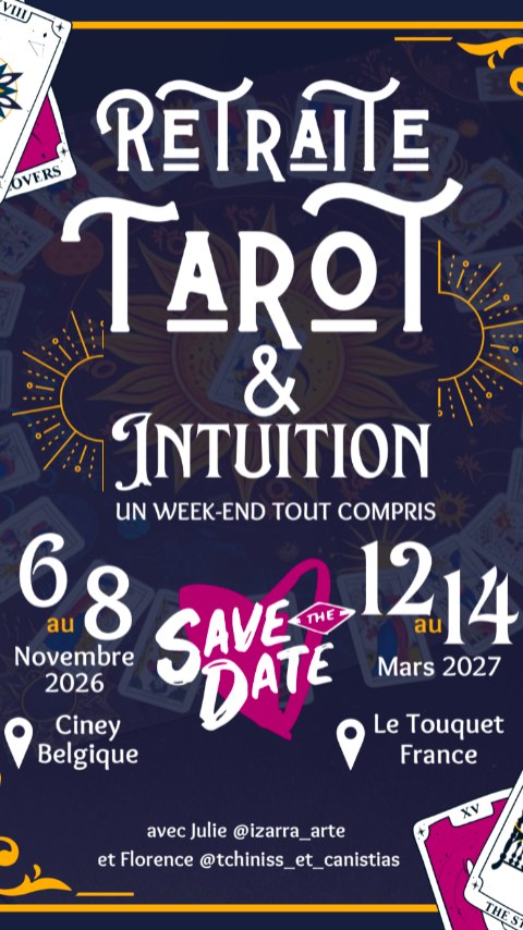 Ça y est ! Les dates des 2 prochaines retraites Tarot sont connues, et les inscriptions désormais ouvertes !
On a bien bossé sur l'organisation, ce matin, avec Julie @izarra_arte, pour vous proposer une nouvelle édition en Belgique (novembre) et une autre en mars 2027 en France (et oui, on ne fait pas les choses à moitié... Mais quand on aime, on ne compte pas ! 😅)
Ces retraites sont un projet que nous avons créé ensemble, à deux voix, afin de partager et transmettre notre passion commune : le tarot de Marseille !
Un weekend complet pour (re)démarrer sa pratique et commencer à se tirer les cartes avec confiance !
Info et inscriptions en bĩø et si tu as des questions, n'hésite pas à venir en MP !
#tarotdemarseille #apprendreletarot #initiationtarot