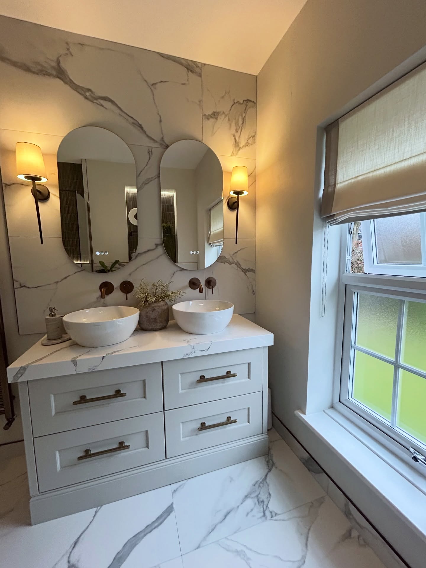 The ensuite transformation within the Georgian Home project 🤍
Created by reconfiguring the upstairs layout and introducing structural changes, this space now enhances light and flow within the master suite.
Marble tiles bring timeless elegance, paired with warm bronze hardware for a refined, understated finish.
A calm, light-filled sanctuary designed to feel both elevated and effortless.
Project | The Georgian Home
Design @gemmabudworthinteriors
#luxuryinteriors #ensuite #bathroomdesign #homerenovation #interiordesigner | luxury home | ensuite | bathroom | interior design | master bedroom | Hampshire