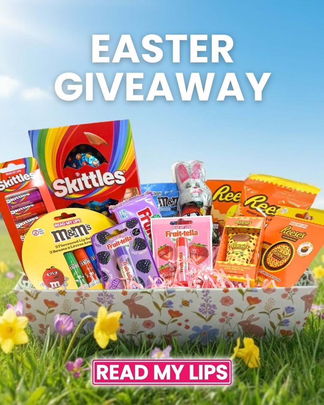 ** NOW CLOSED **
💋 🐰 EASTER GIVEAWAY 🐰 💋
Looking for the ultimate treat for your sweet tooth and your lips? We’re giving away this incredible Easter Goodie Basket to one lucky winner! 🌸
We’ve paired your favourite seasonal sweets with their matching Read My Lips counterparts for the perfect spring combo.
One lucky winner will get all of this:
🌸 1 x Read My Lips M&M’S 3 Flavoured Lip Balms
🌸 1 x bag of M&M’S Crispy Choco Eggs
🌸 1 x M&M’S hollow chocolate bunny
🌸 1 x Read My Lips Reese’s Cup Lip Balm
🌸 1 x Read My Lips Reese’s Scented Hand Cream with Nail File
🌸 1 x bag of Reese’s Peanut Butter Filled Chocolate Bunnies
🌸 1 x 5 pack of Reese’s Peanut Butter Eggs
🌸 1 x Read My Lips Skittles 8 Piece Lip Balm Set
🌸 1 x Skittles Chocolate Easter Egg
🌸 1 x Read My Lips Fruit-tella Strawberry Flavoured Lip Balm
🌸 1 x Read My Lips Fruit-tella Blackberry Flavoured Lip Balm
🌸 1 x Fruit-tella Berries & Cherry
🌸 All in 1 cute Easter basket 🧺
💋 🐰 HOW TO ENTER 🐰 💋
🐰 Follow us
🐰 Like this post
🐰 Tag a friend you’re sharing the sweets with (1 tag = 1 entry)
The lucky winner will be selected 30th March and will be contacted via DM.
Good luck, every-bunny! 🥕✨
(Competition open until 11:59pm GMT Sunday 29th March 2026. One winner will be drawn at random - available to UK residents only. T&Cs in bio.)
#readmylipsgb #lipbalm #giveaway #giveawayuk #easter