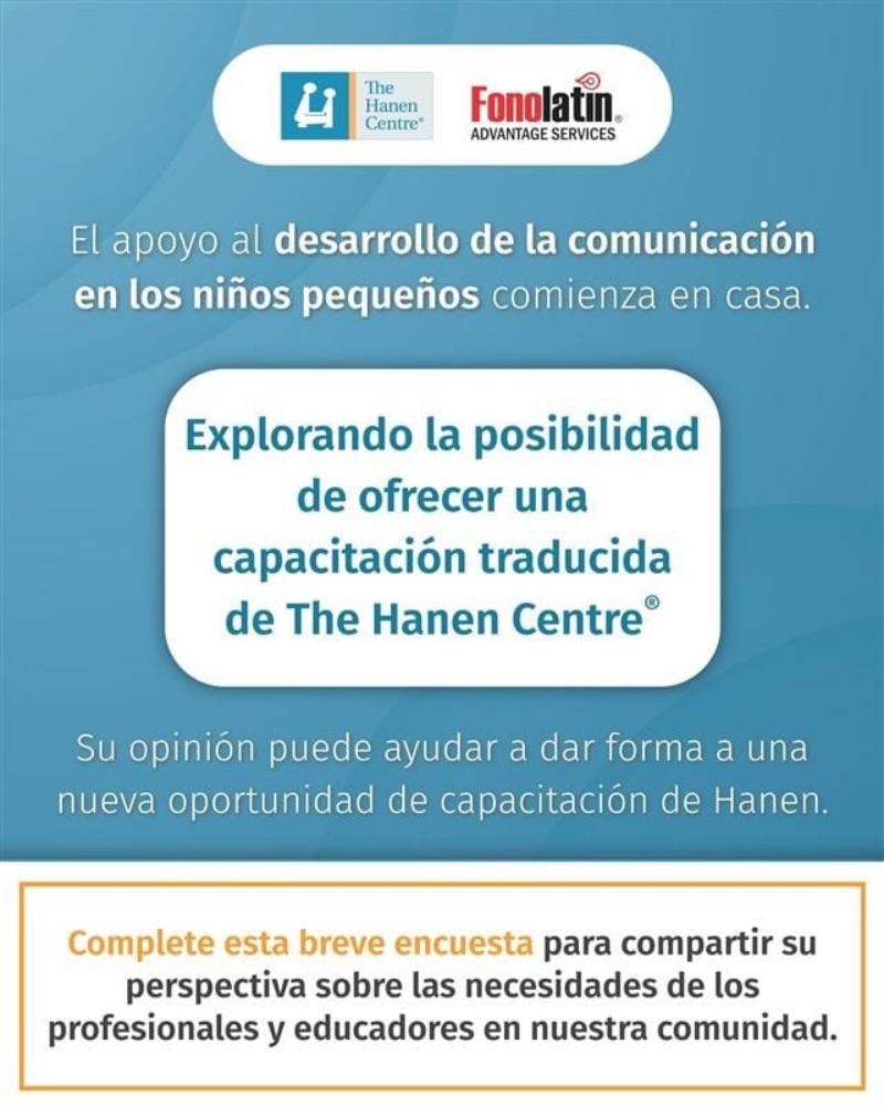 ¿Te imaginas acceder a los programas de HANEN en español? 👀
En Fonolatin® estamos explorando la posibilidad de colaborar con The Hanen Centre para acercar sus reconocidos programas a profesionales hispanohablantes… y tu opinión es clave.
Queremos entender el interés real de nuestra comunidad y cómo esto podría impactar tu práctica clínica.
📝 Participa en esta breve encuesta y ayúdanos a construir algo grande para Latinoamérica:
Link en bio
Tu voz puede abrir la puerta a una nueva era de formación en español https://www.surveymonkey.com/r/MX_Fonolatin