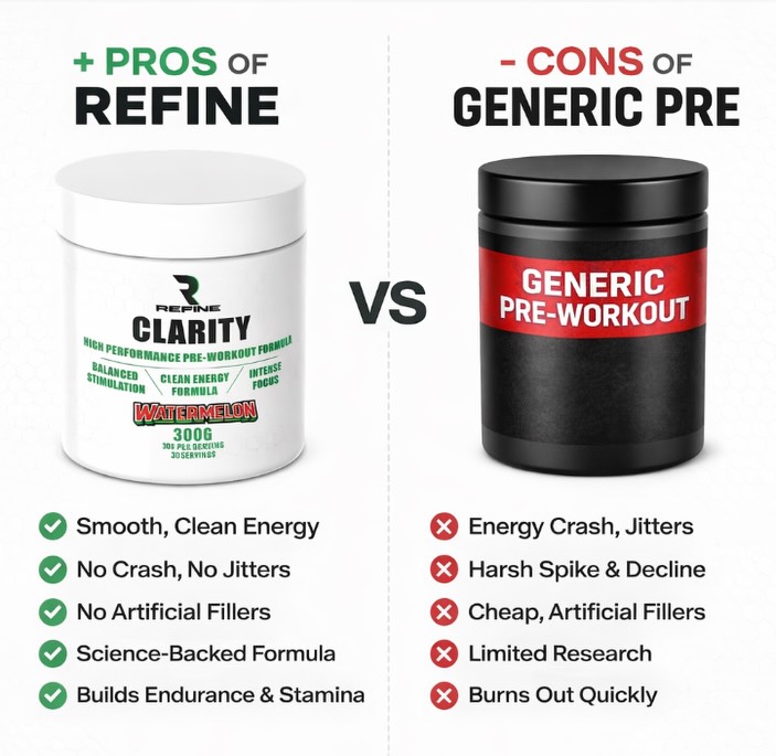 The difference is in the formula.
Guarana-powered energy = longer sessions, better focus, no crash.
No cheap fillers. No shortcuts.
Once you switch, you won’t go back. #refinesupplements #preworkout #gym #fitness