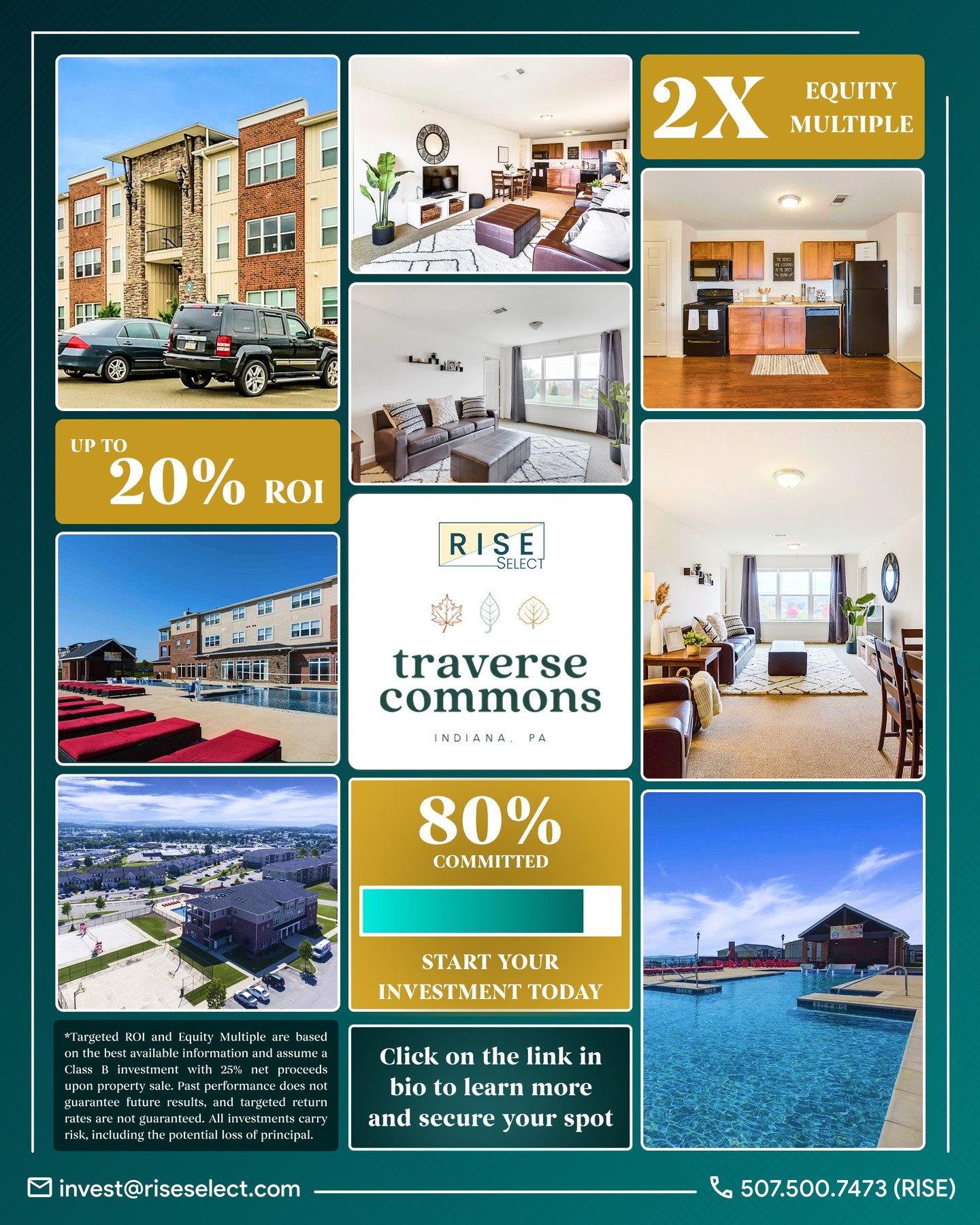 Momentum is building at Traverse Commons. With 80% of equity already committed, this student housing opportunity is attracting strong investor interest. Traverse Commons is targeting up to 20% ROI and a 2x equity multiple.
Swipe through to explore the property.
Call us: (507) 500-7473
Email: invest@riseselect.com
Click the link in bio to learn more.
#investwithrise #studenthousinginvestment #passiveinvesting #traversecommons #riseselect