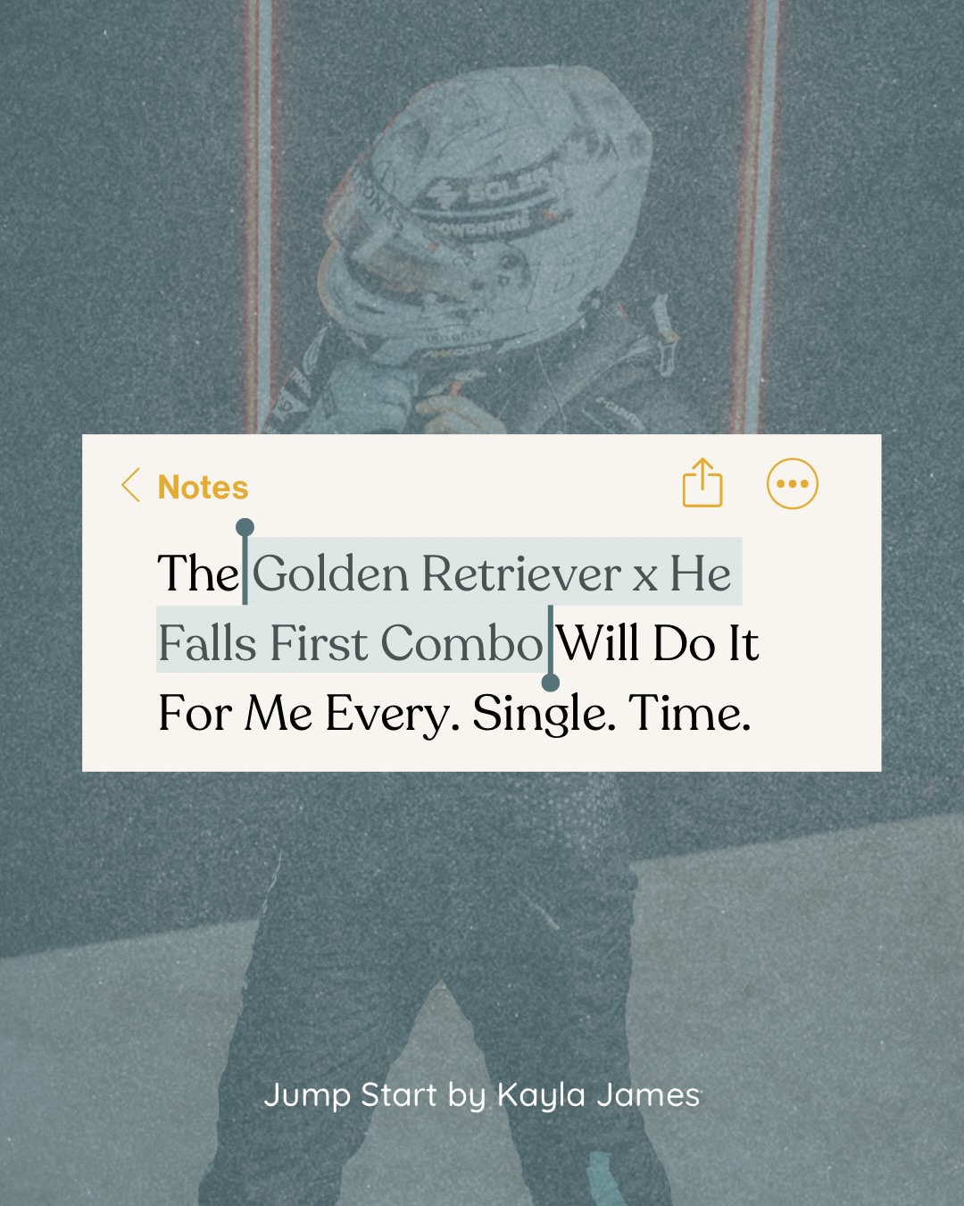 Because who doesnโt love a man who will fall to his knees for his woman and I mean fall HARD? It does it for me. EVERY. SINGLE. TIME.
Read Jump Start, a second chance sports romance, ๐ง๐ข๐๐๐ฌ on KU, paperback, and audio.
๐ฉต formula 1
๐ golden retriever mmc
๐ฉต found family vibes
๐ single parents
๐ฉต swoony and spicy
#sportsromance #kindleunlimitedromance #secondchanceromance #bookrecommendations #spicyromancebooks
โ
author kayla james, jump start kayla james, sports romance books, book aesthetic, formula 1, steamy romance, romance reader, book recs, book boyfriends, single dad romance, the grid series