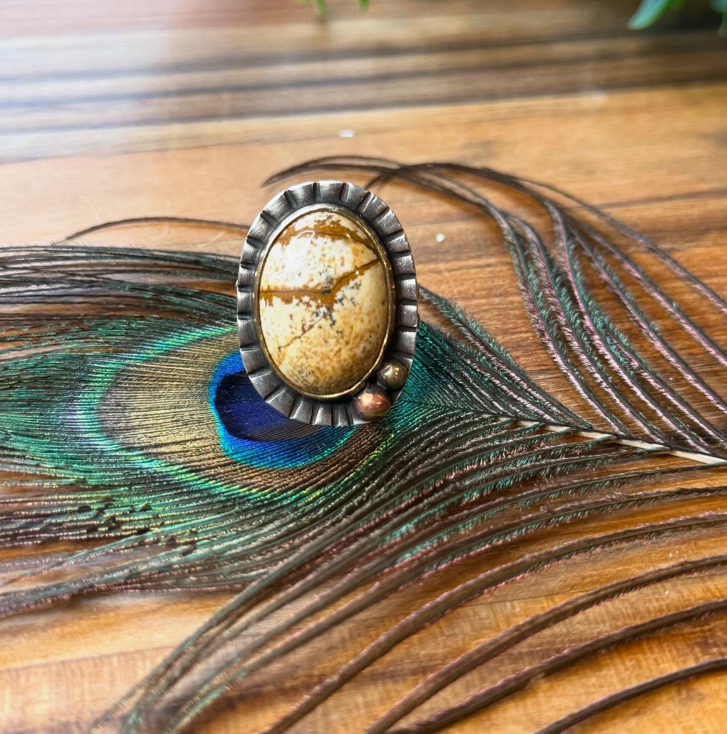 Picture Jasper • Silver & Copper / Brass Accents • Size 8.5
#metalsmith #smallbusiness #jewelry #handmadejewelry #rings #orginalart #localartist #silverjewelry #silverrings