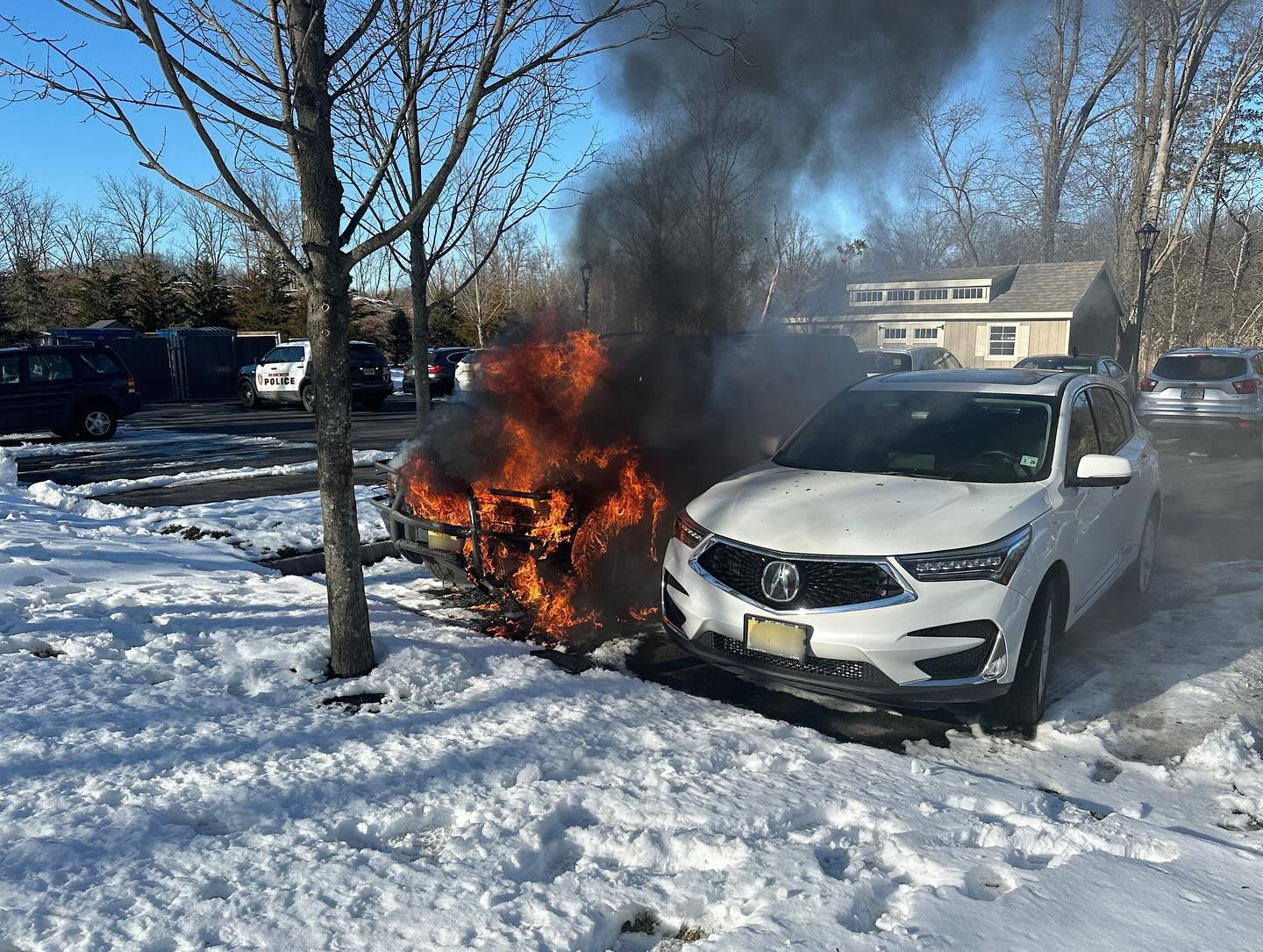 North Branch crews made quick work of a vehicle fire at a business in Bridgewater Twp earlier today. Engine 8 & Engine 3 arrived to find a fire inside the vehicles engine compartment with another vehicle as a close exposure. The fire was extinguished and crews overhauled the vehicle. Country Hills Fire also assisted on scene.