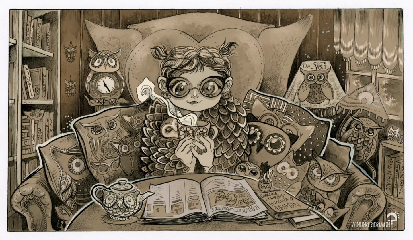 🦉 ~* Huhulophilie *~ 🦉
🇫🇷 Ce week-end 14 et 15 juin 2025 a lieu le 37ème Festicart', le Festival de l'Illustration et des Collections d'Enghien-les-Bains (95), je n'y suis pas présente cette année mais j'ai réalisé pour l'occasion cette petite illustration destinée aux cartes postales collector de l'événement et dont le thème qui m'a été attribué n'était autre que la Huhulophilie : l’attirance ou fascination pour les chouettes (ou les hiboux), en particulier dans une dimension affective, esthétique, voire... obsessionnelle :D
-
🦉 Dessin réalisé au feutre et à l'encre acrylique, coloré numériquement (si on peut appeler ça "couleur")
-
🇬🇧 This weekend 14 and 15 June 2025 sees the 37th Festicart', theEnghien-les-Bains illustration and collections festival (France - 95). I won't be there this year but I did this little illustration for the event's collector postcards, he theme I was assigned was Huhulophilia: the attraction or fascination for owls, particularly in an emotional, aesthetic or even... obsessive dimension. :D
-
🦉 Felt pen and acrylic ink drawing, digitally coloured (if you can call it 'colour')
-
--
---
#festicart #enghienlesbains #festicart2025 #huhulophilie #illustrationartist #dessinoriginal #artcontemporain #frenchartist #artistefrancaise #artistefrançaise
#owlart #owllover #owlillustration #birdart #nocturnalanimals #owlobsession #strigidae #birdillustration #owlsofinstagram #chouetteaddict #hibouaddict #artinspiration