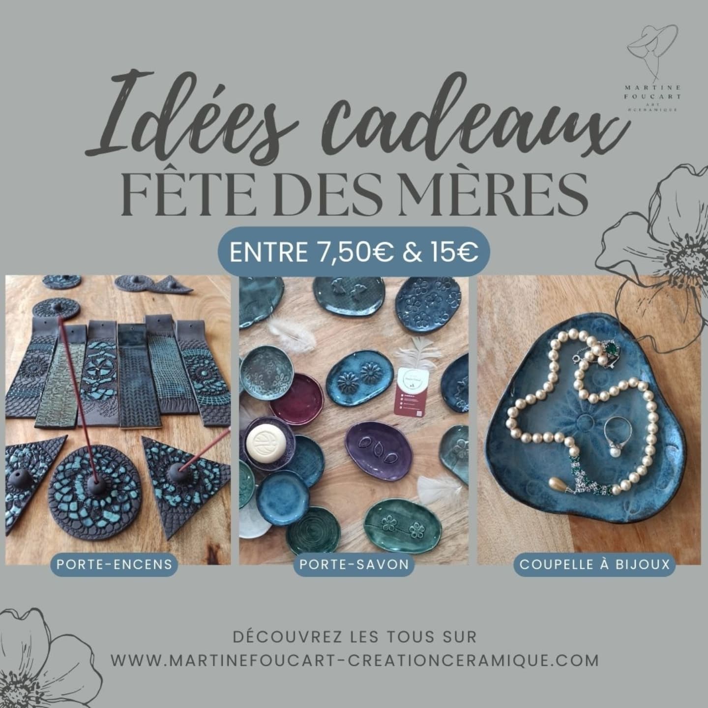 💐 J-7 avant la Fête des Mamans !
💶 Vous n’avez pas encore d’idées de cadeaux ? Voici une sélection adaptée à tous les budgets…
🎁 Cette année, faites preuve d’originalité en offrant une pièce unique à une femme unique !
🔗 Lien vers mon site en bio, contactez-moi pour plus d’info : martine.foucart@gmail.com
✨️ Livraison possible, voir conditions sur mon site web