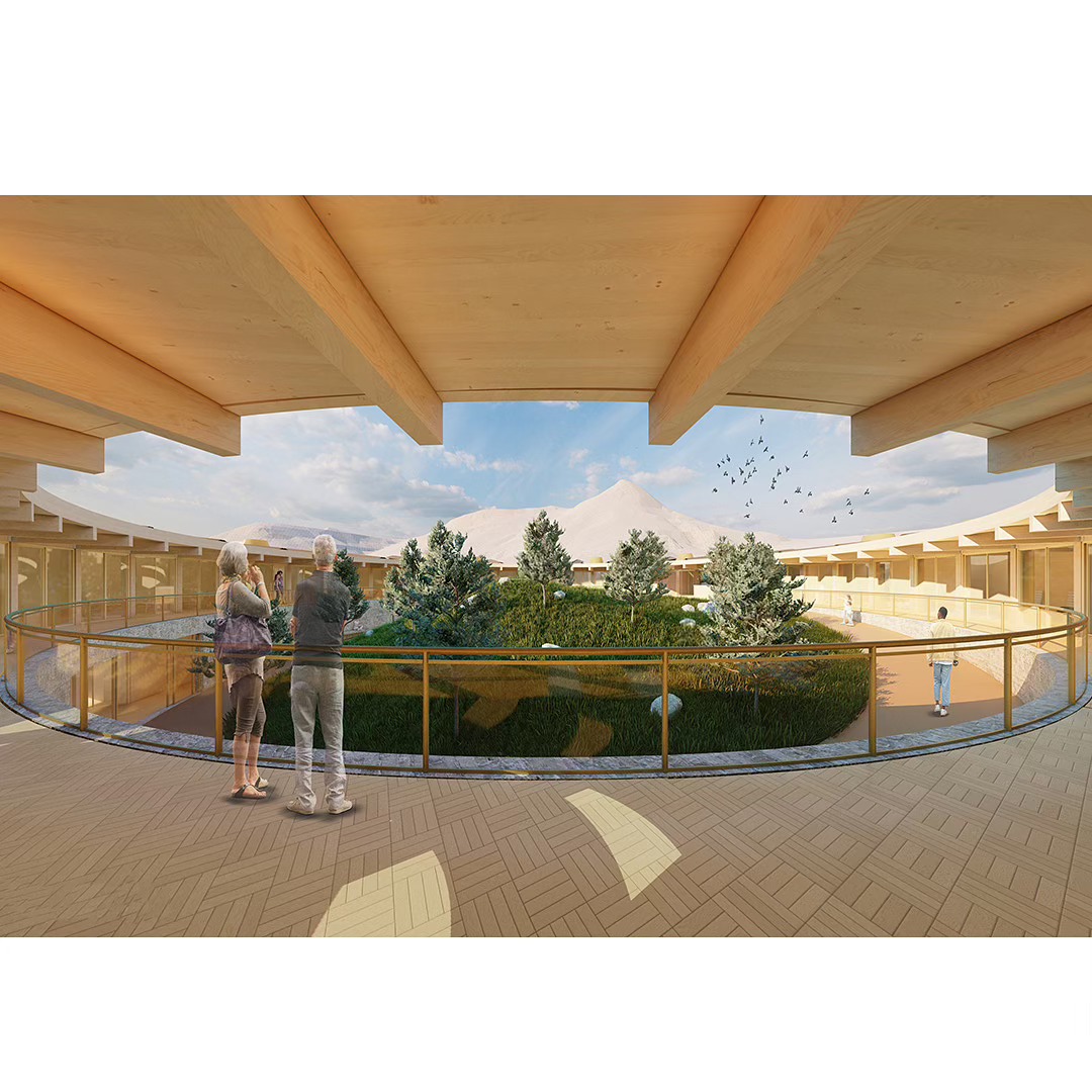 Project 3
Eco Hotel Catalonia
Named after the Tavertet living Catalonian philosopher, Raimon Panikkar (1918-2010). The Raimon Panikkar Hotel design follows this philosophers ideas around the interconnection between nature and humanity, rather than commercially exploiting the site with a human-centric, solely view-oriented volume. The hotel places nature at its center and raises environmental awareness among visitors.
Built with local granite and wood/clt in a strict 3m grid alone, the construction is completely prefabricated in elements; lowering construction effort and environmental impact.
The granite walls carve out of the mountain and are topped with a light wooden construction that reflects the surrounding nature where the trees grow out of the cliffs. A site visit showed a natural spectacle, defining the genius loci.
Due to the climatic conditions of the Pre-Pyrenees in combination with the Panta de Sau, intense morning fog develops.
A low-tech design with fog collectors and solar chimneys can harvest the fog and create natural ventilation. The naturally collected water and the solar panels on the roof allow the hotel to function primarily self-sufficient.
Beneficial impact on the local community, the hotel creates jobs for regional employees. Guests can stay for a few hours or several weeks and enjoy the local cuisine, relax in the spa, visit workshops for sustainable tourism and species protection, and above all reconnect with nature.
#architecture #architect #render #architectural #rendering #hoteldesign #masterthesis #circle #bestnewarchitects #modelarchitecture #potd #new #realestate #design #designhotel #larsenliverpool #architecturecompetition #woodarchitecture #ecofriendly #newpost #architecturelovers #studentwork #archiporn #archigram #hotel #newartist #arquitectura #arch #discover #architecture_hunter