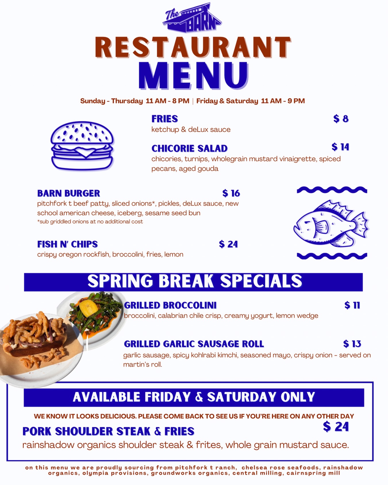 New specials have landed for this week only. Come celebrate Spring Break with some new tasty meals, good company, & delicious beverages.