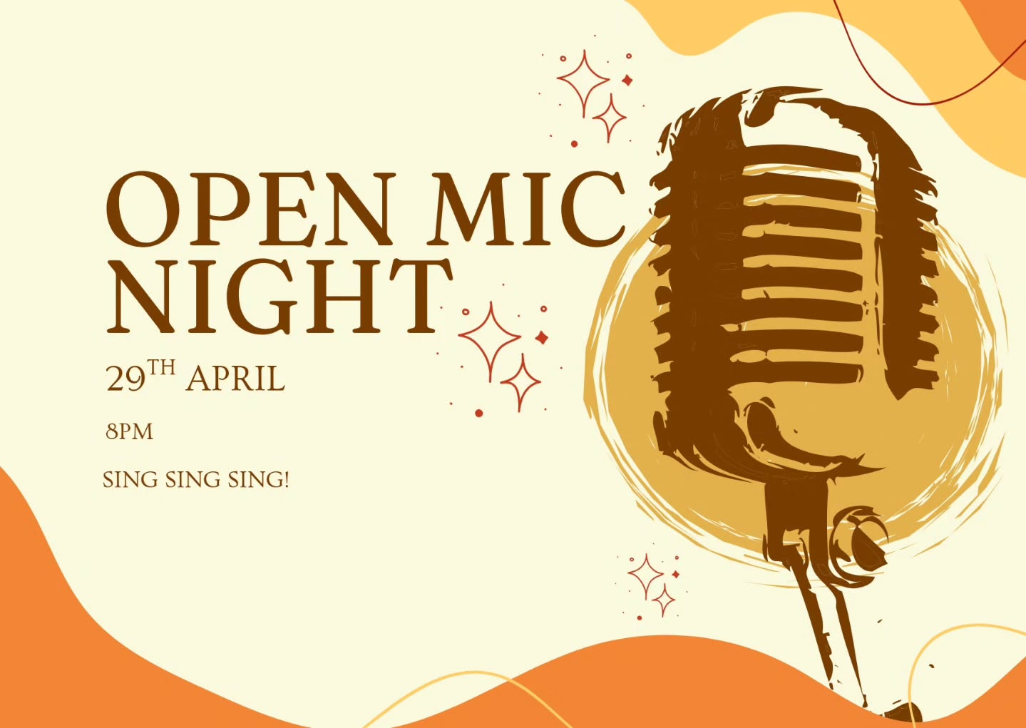 What's happening on a Wednesday? Open Mic Night! Last Wednesday of the month, every month.