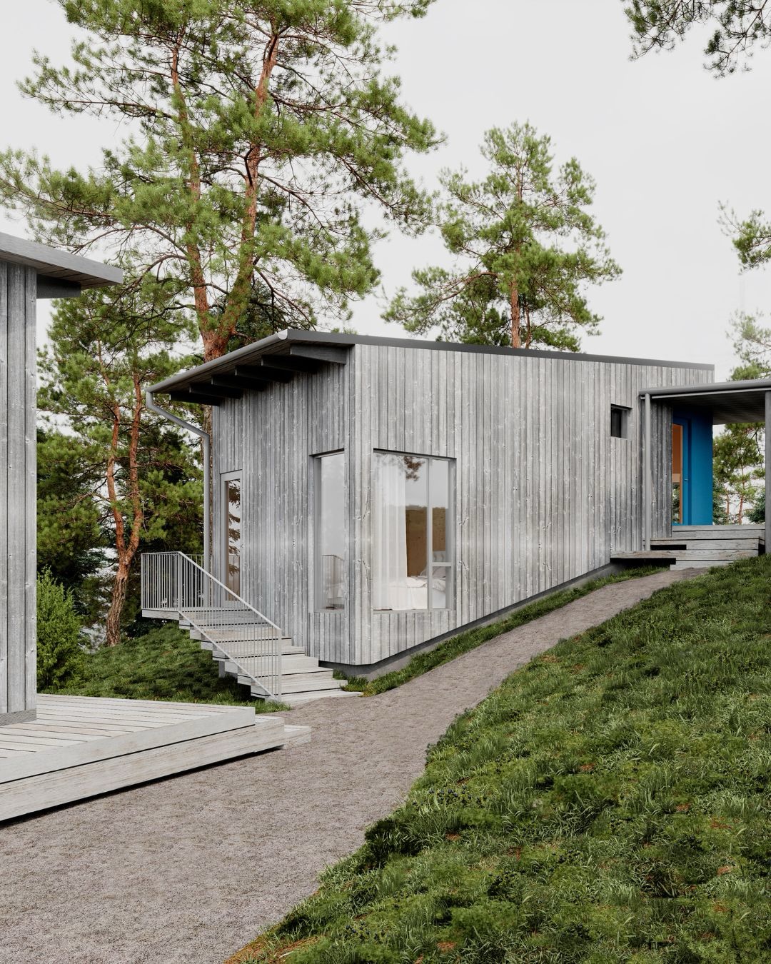 The CLT house in Hyvinkää continues to progress with construction planned for this year.
CLT (cross-laminated timber) is formed by layering and bonding timber into large structural panels. The system allows for precise prefabrication and a fast and efficient assembly.
The project features light timber interiors in both buildings. The main building is defined by a soft grey exterior, while the sauna is clad in hand-hewn log also in soft grey. A passage between the main building and the sauna opens to a courtyard with views towards a lake, framing the surrounding landscape and drawing nature closer.
Visualisation by @aisto.fi
#architecture #CLT #scandinavianarchitecture #nordicdesign #designstudio